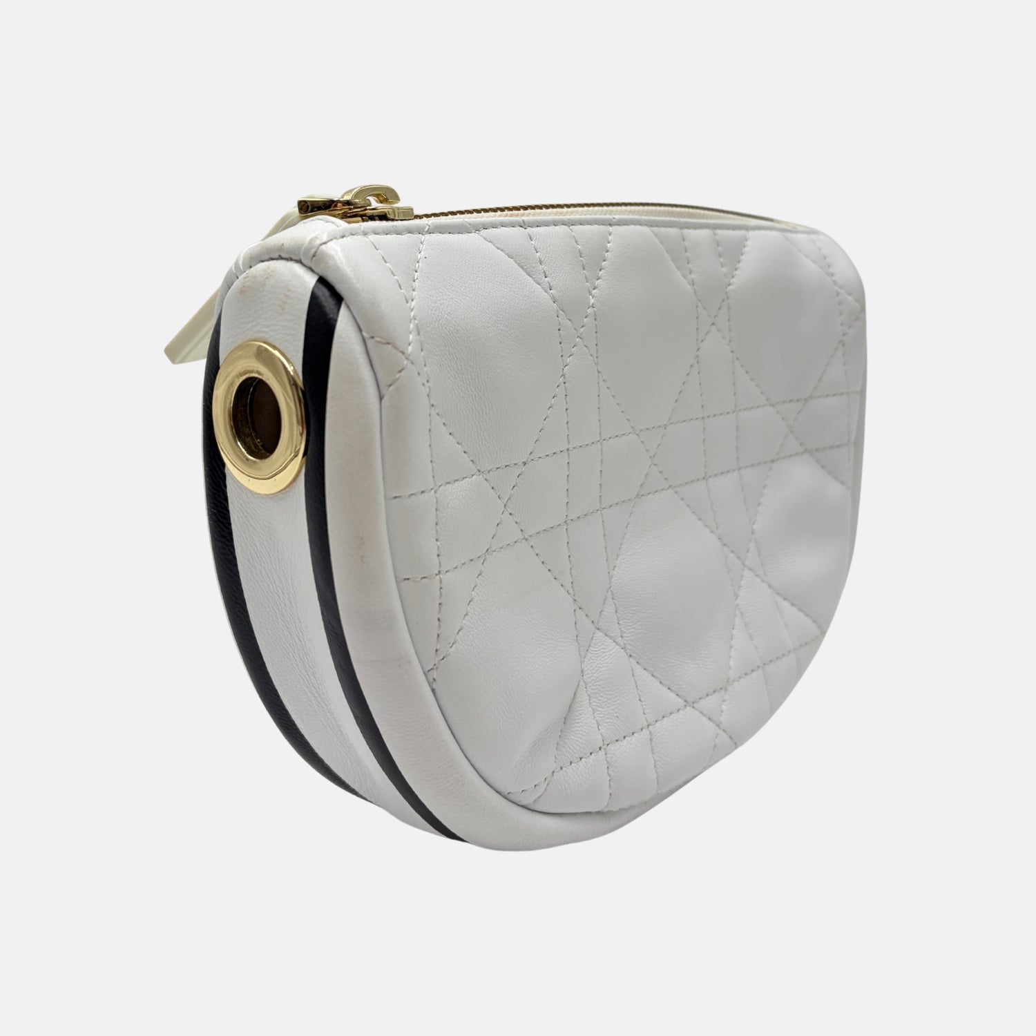 Vibe Hobo Bag Small White Cannage Leather
