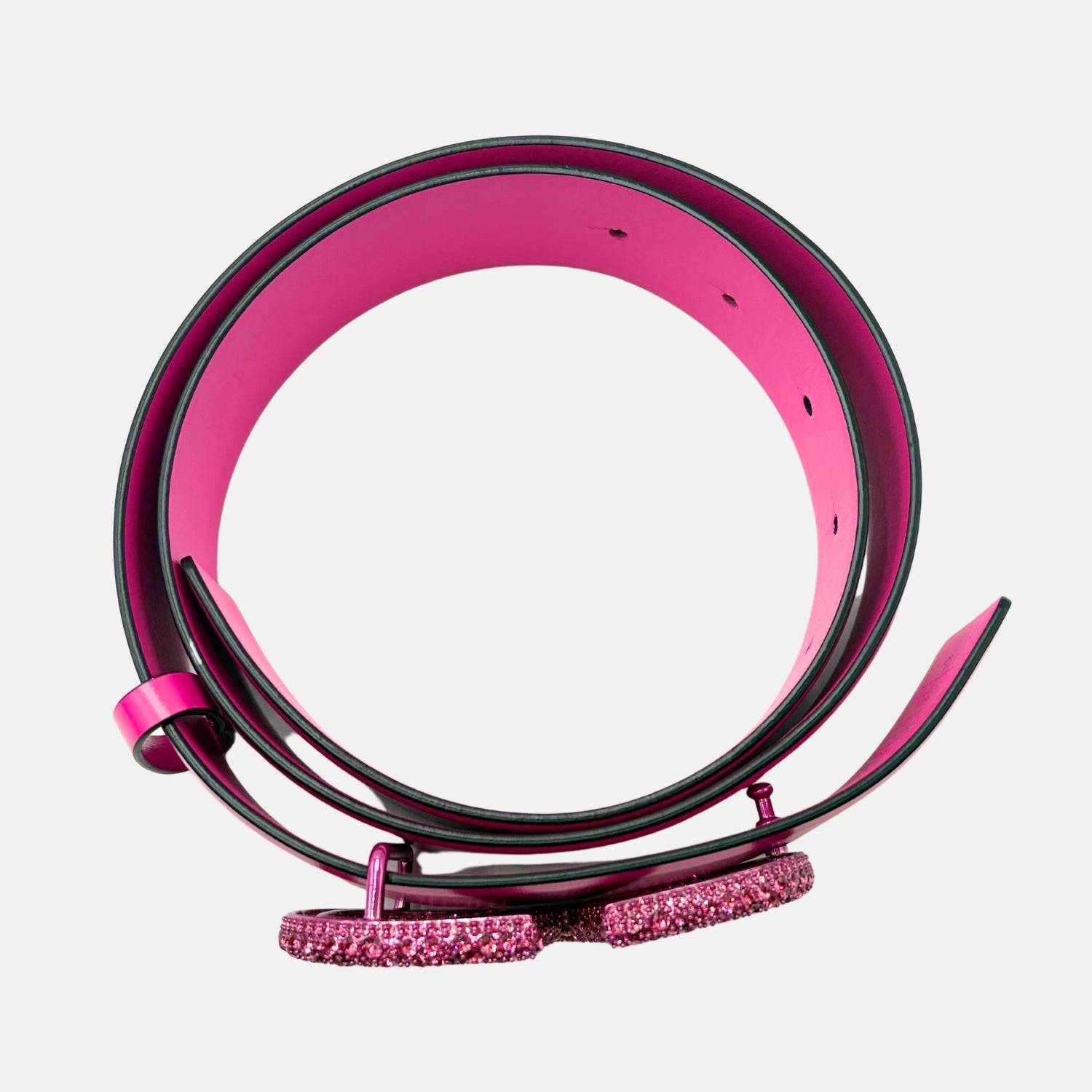 Garavani Pink Rhinestone V Logo Belt (Size 80)