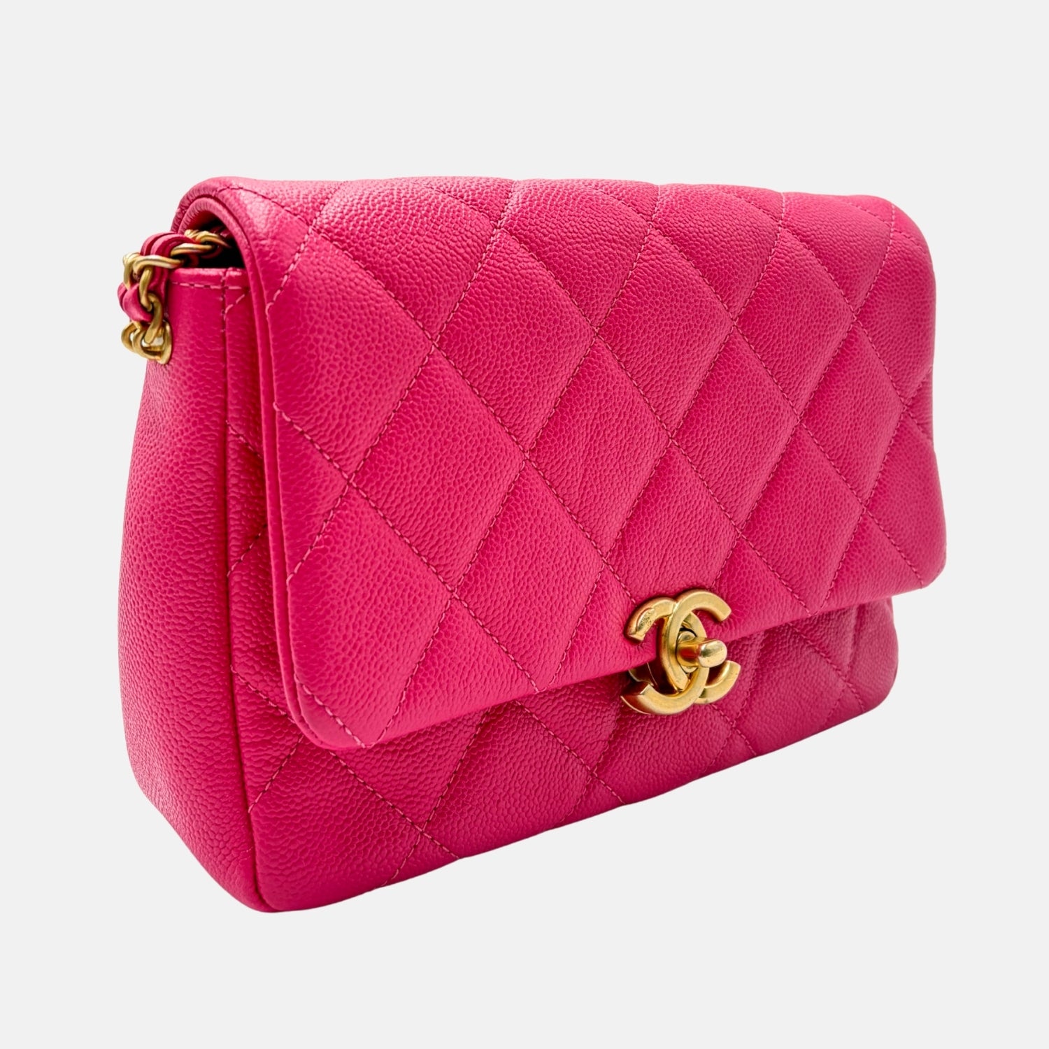 Melody Flap Bag Pink Caviar Leather Mini