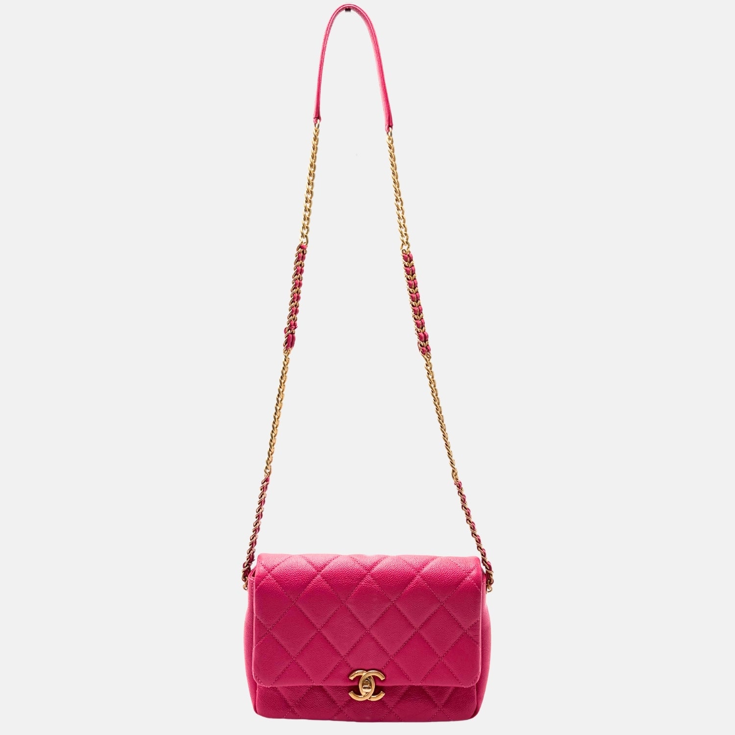 Melody Flap Bag Pink Caviar Leather Mini