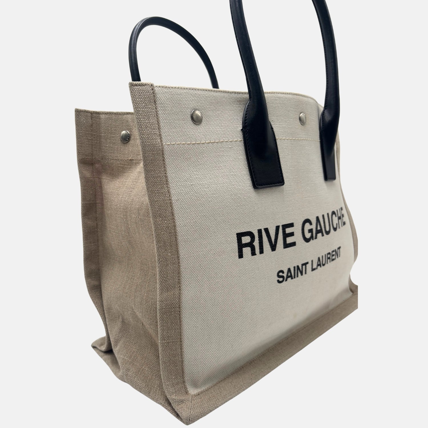 Rive Gauche Tote Bag Beige Canvas and Leather