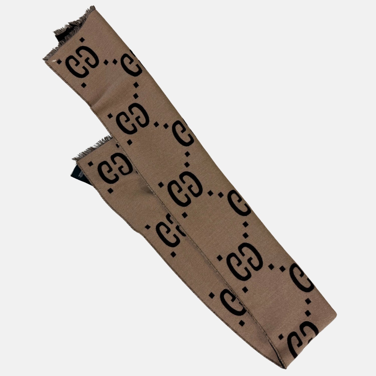 Scarf Brown Wool Blend GG Jacquard Reversible