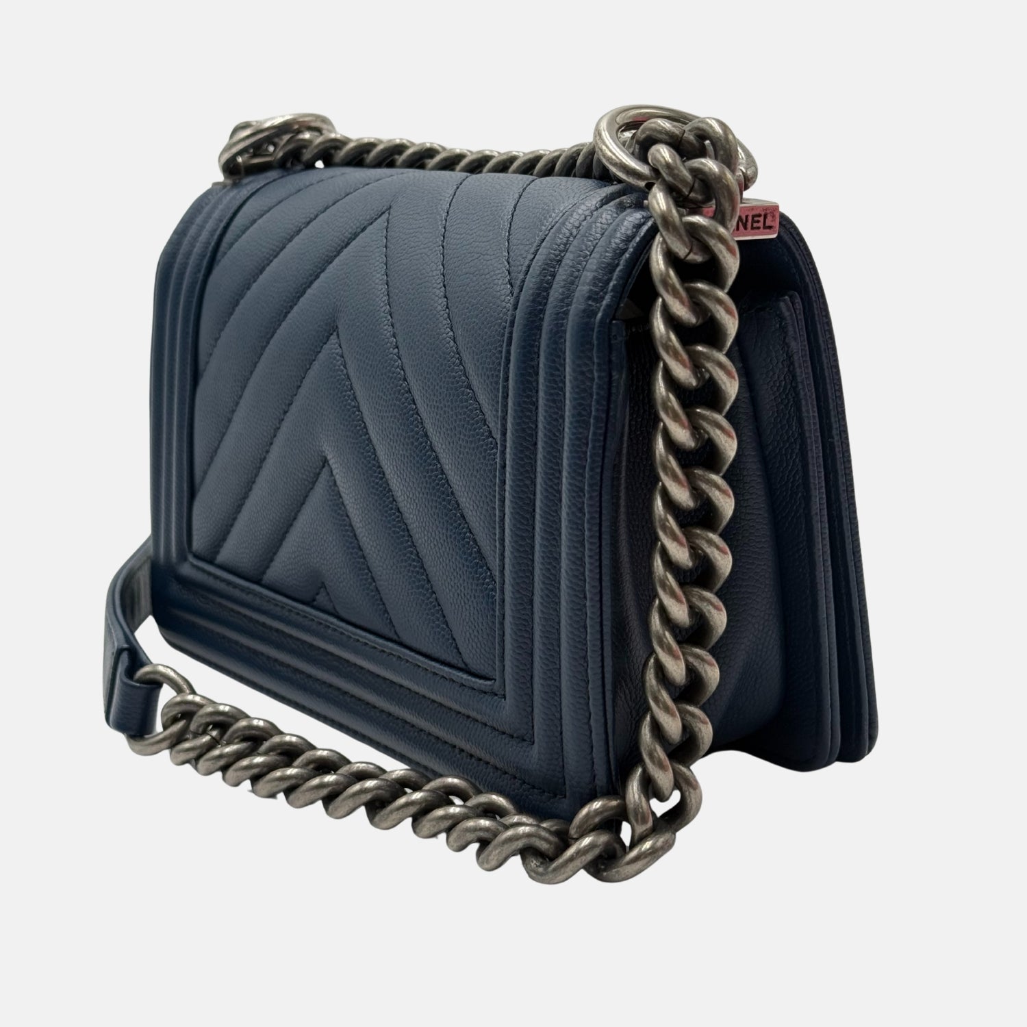 Boy Bag Navy Quilted Leather Small