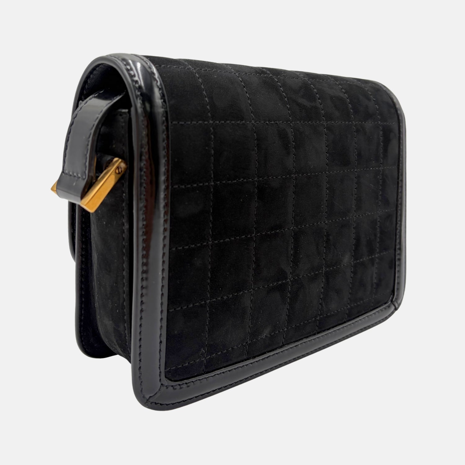 Solferino Bag Black Suede and Patent Leather Mini