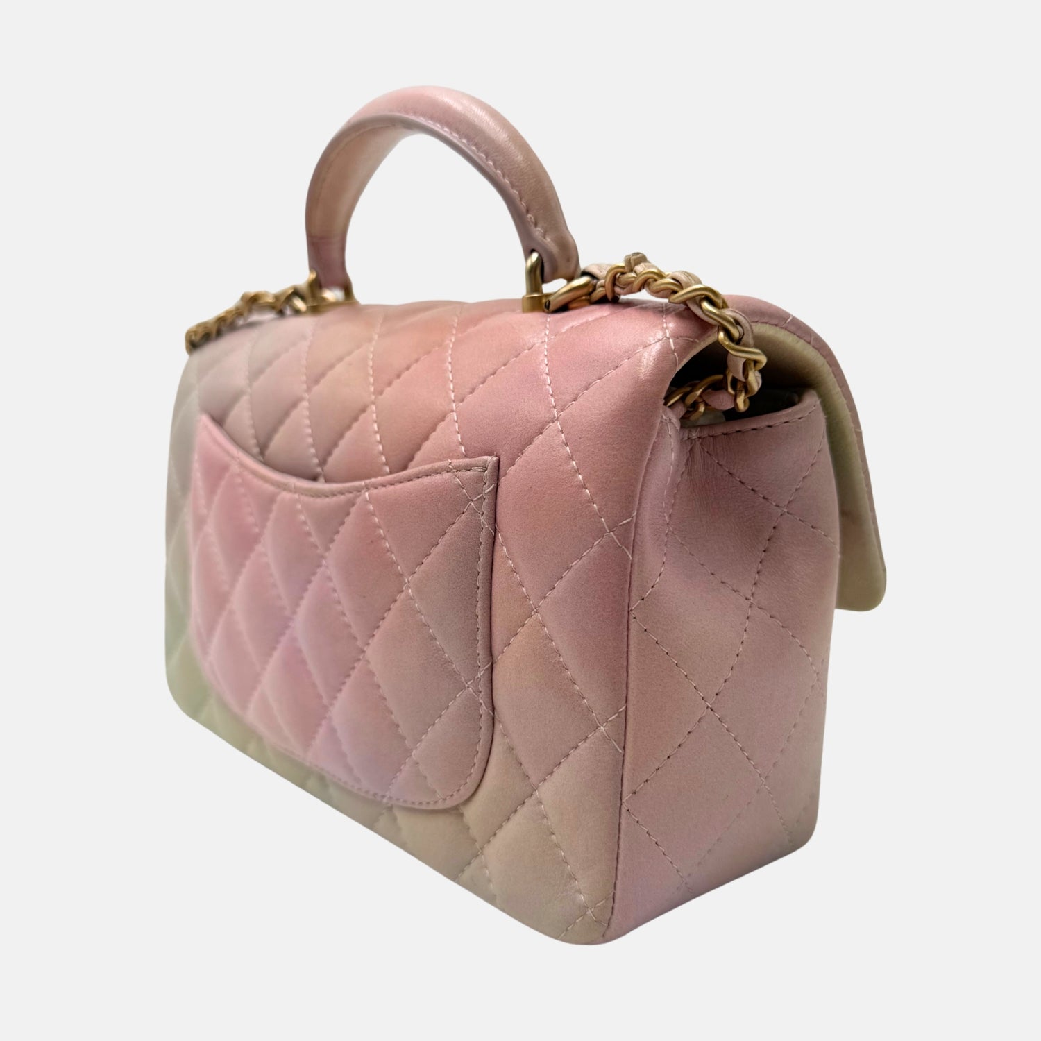 Coco Handle Bag Rainbow Ombre Quilted Lambskin