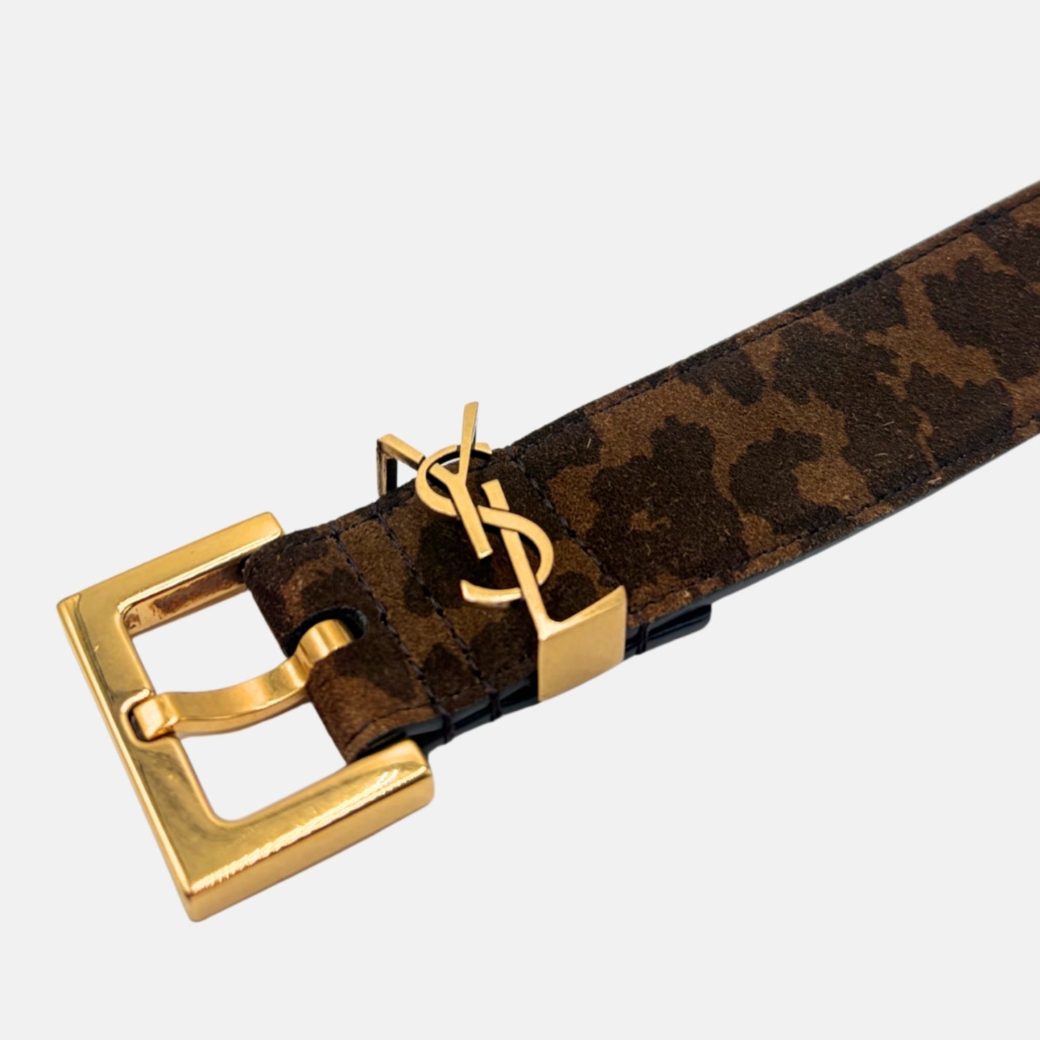 Leopard Suede Belt Gold Hardware