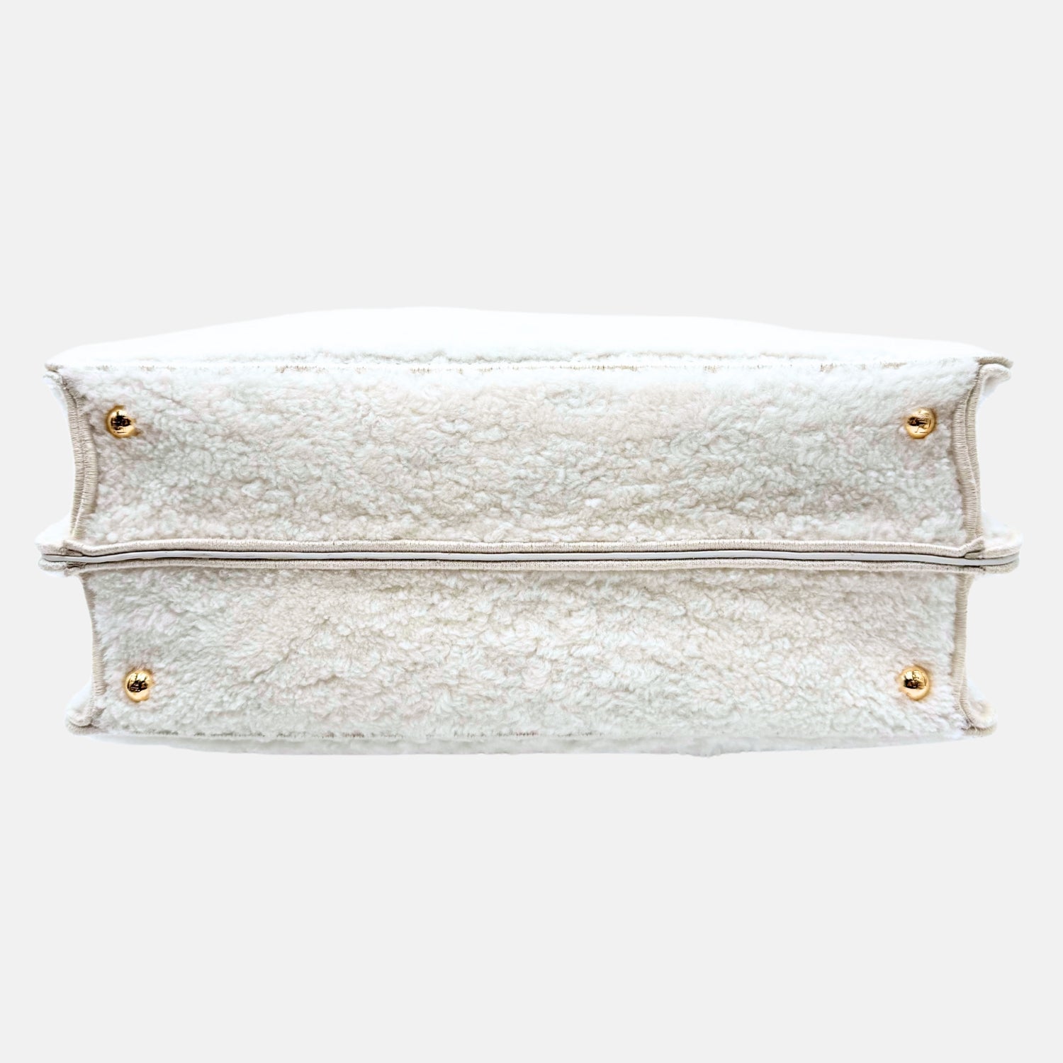Peekaboo Medium Top Handle Bag White Shearling and Leather