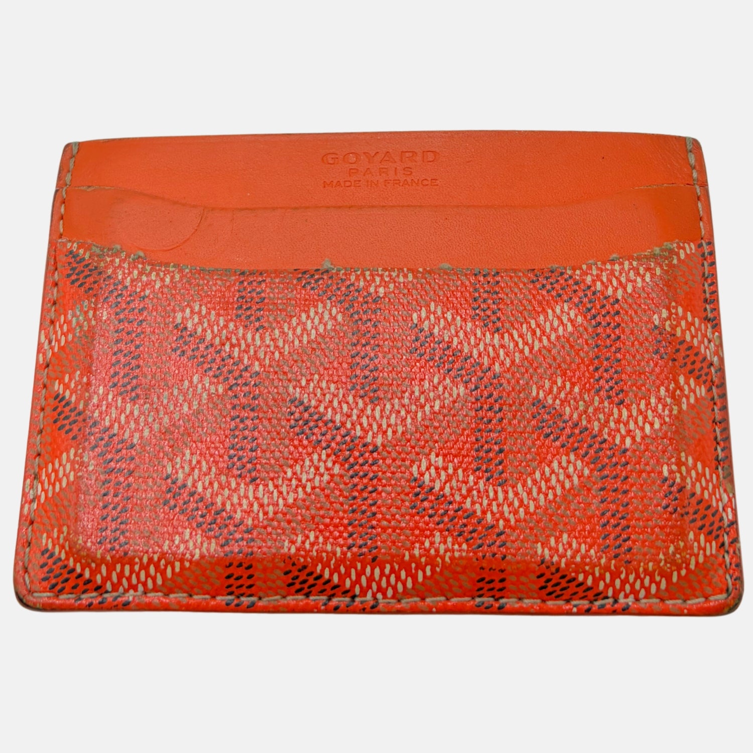 Card Holder Orange Chevron Coated Canvas