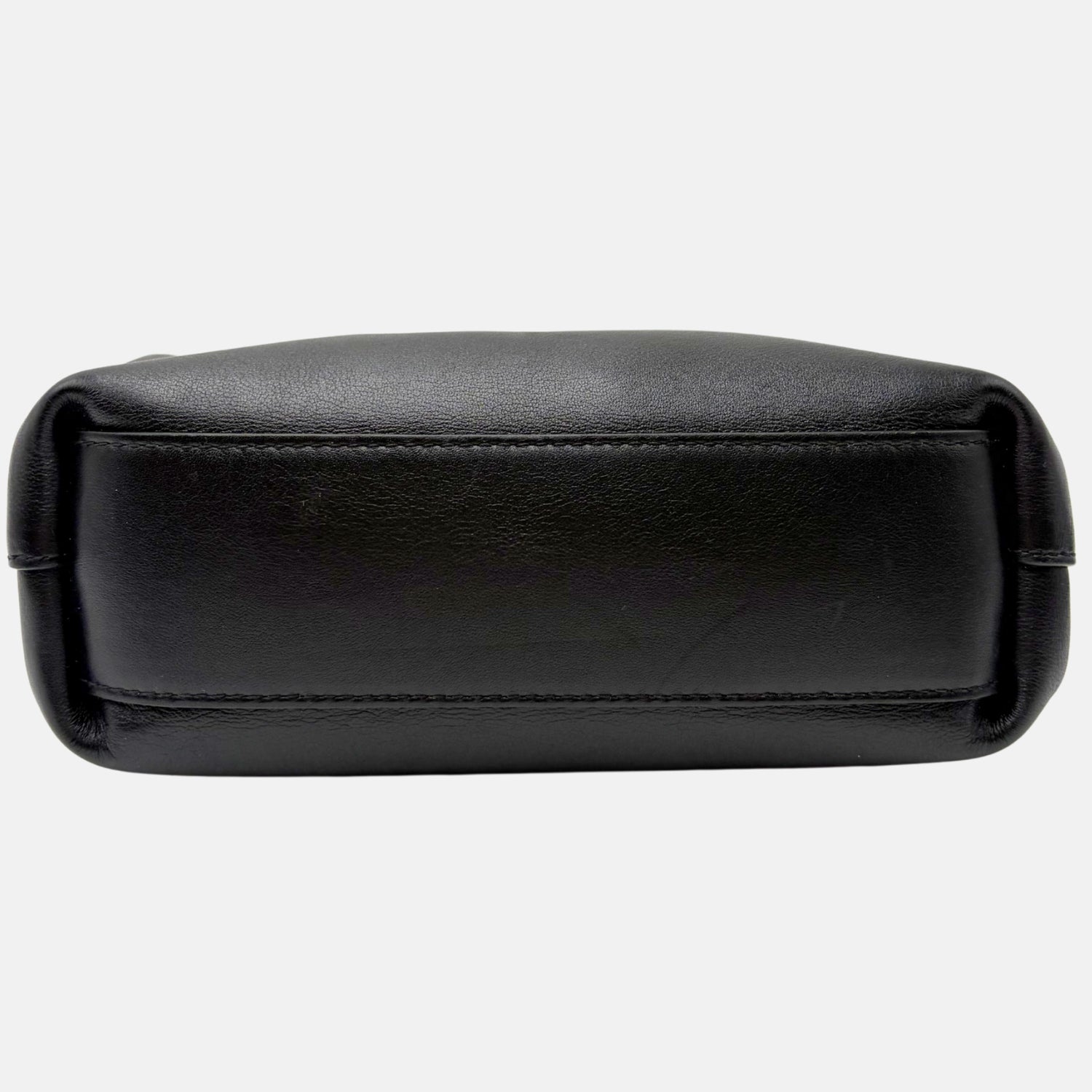 Triangle Top Handle Bag Black Leather