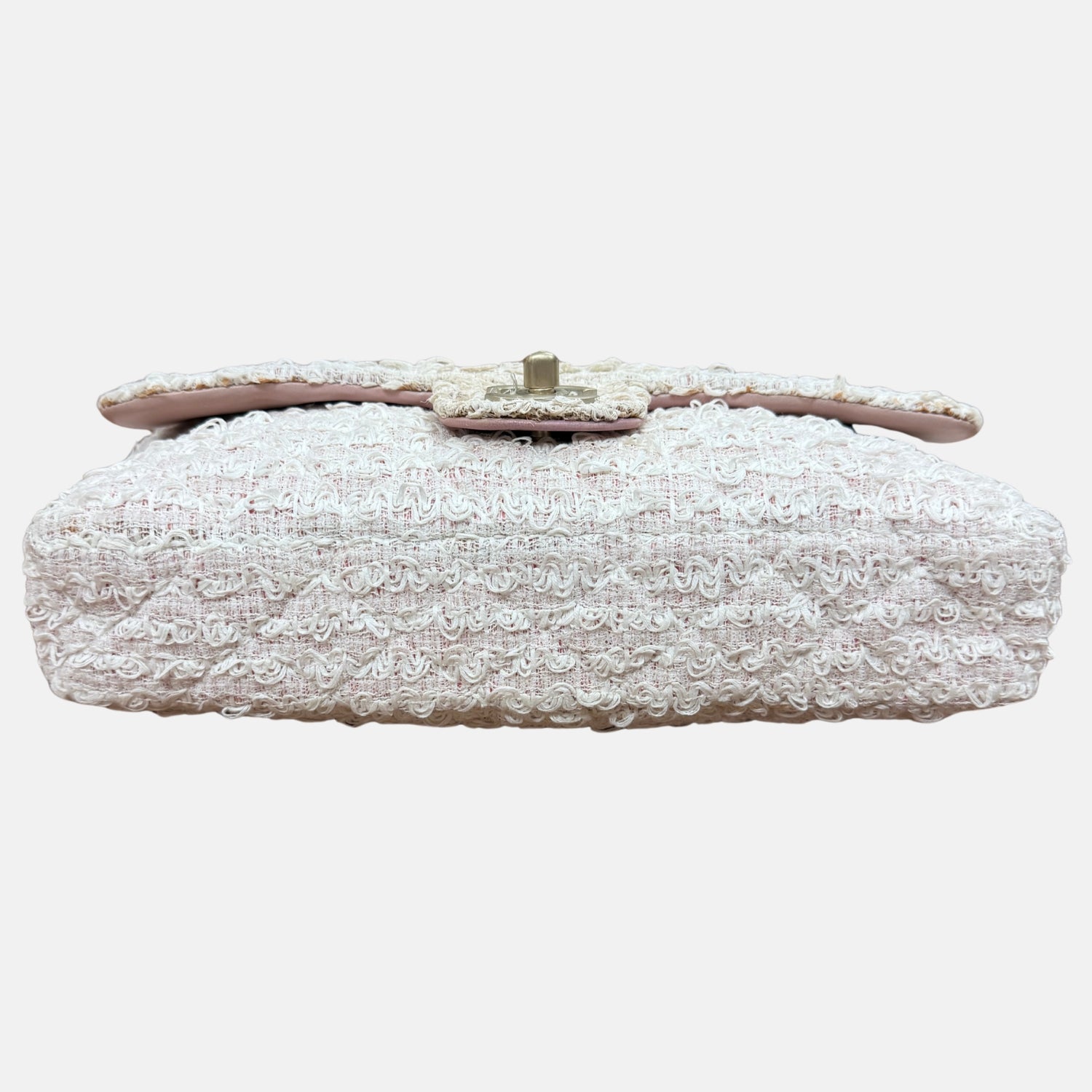 Classic Flap Bag Pink and White Tweed Small
