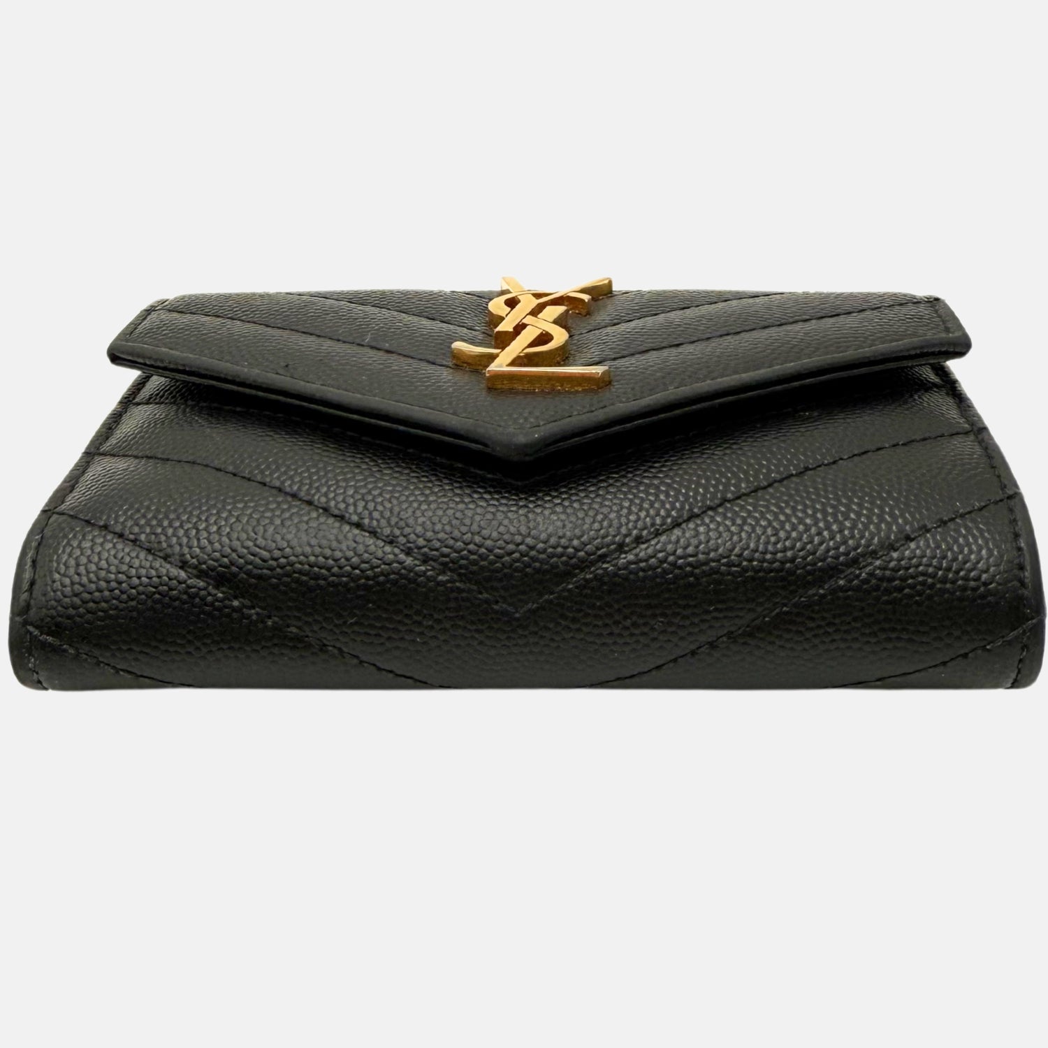 Monogram Envelope Flap Wallet Black Grain de Poudre