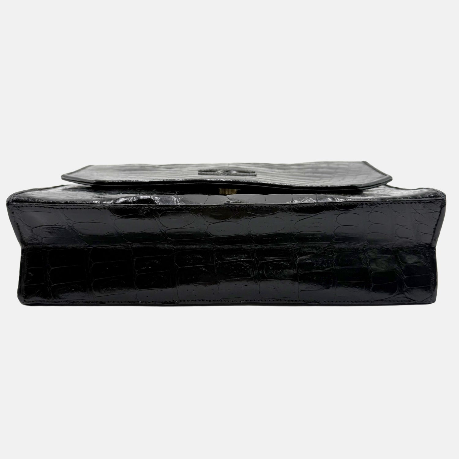 Flap Bag Black Crocodile Leather Medium