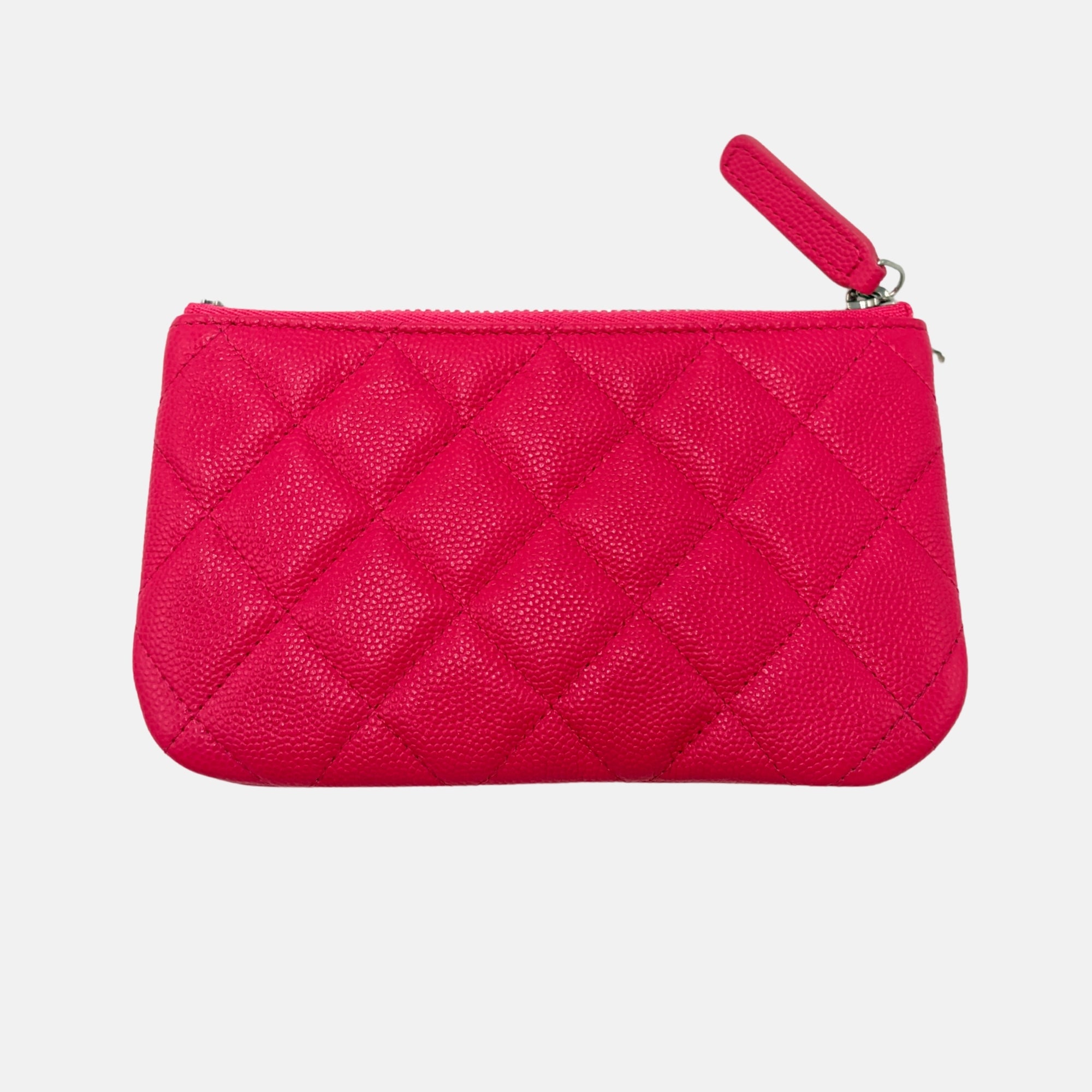 Quilted Caviar Zip Coin Purse Hot Pink