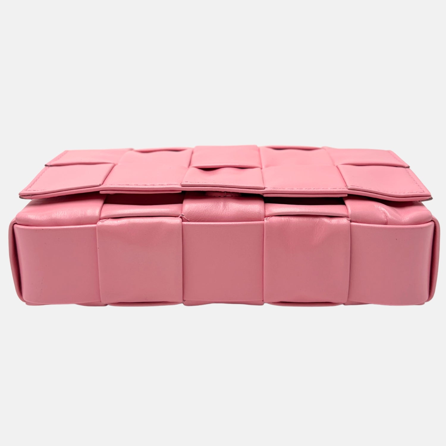 Cassette Crossbody Bag Padded Intrecciato Pink Leather