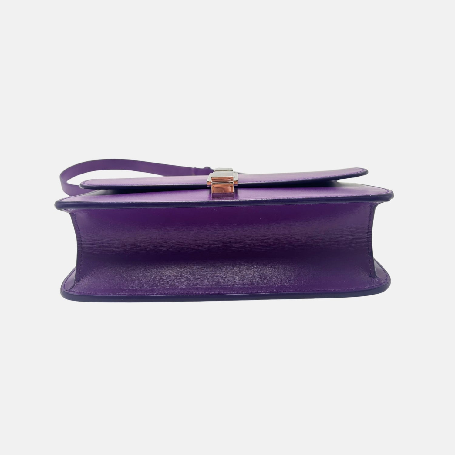 Carré Satchel Bag Purple Smooth Leather