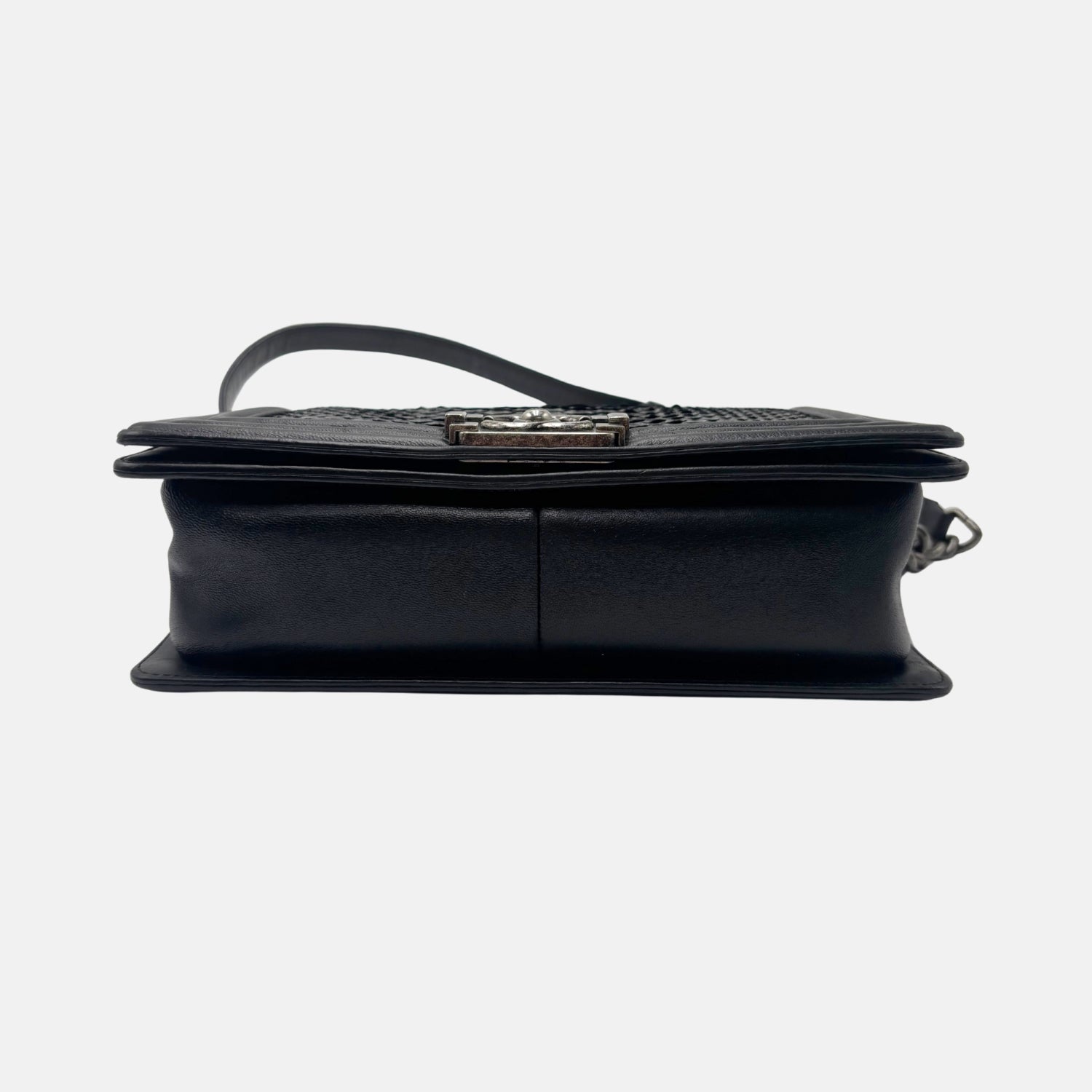 Boy Bag Black and Silver Python Leather