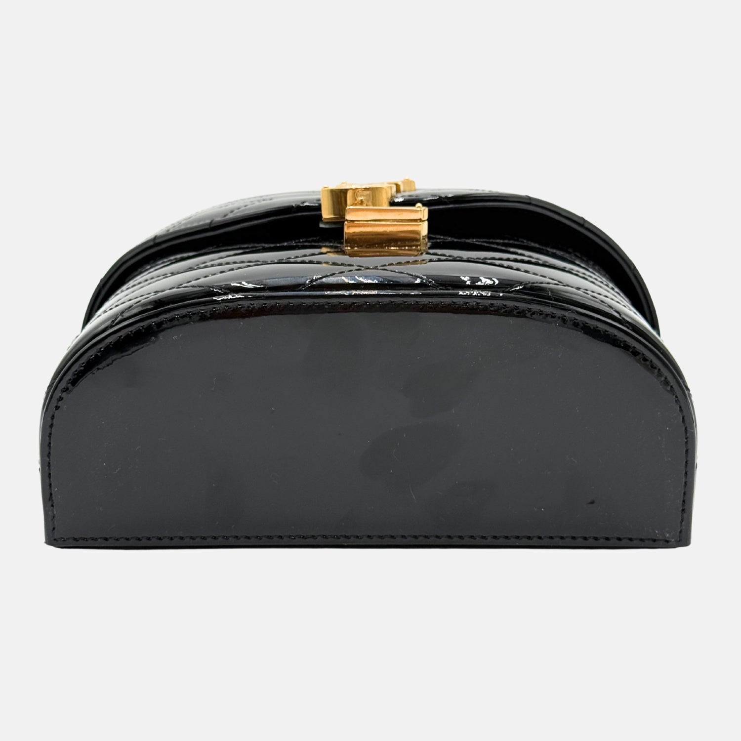 June Box Bag Black Patent Quilted Leather