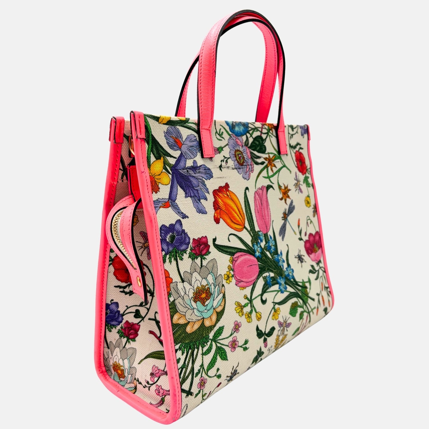 Flora Print Medium Tote Pink Trim