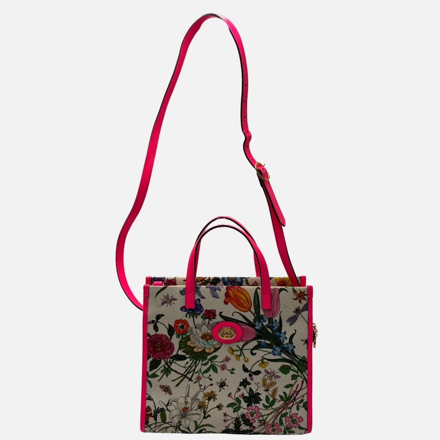 Flora Print Medium Tote Pink Trim