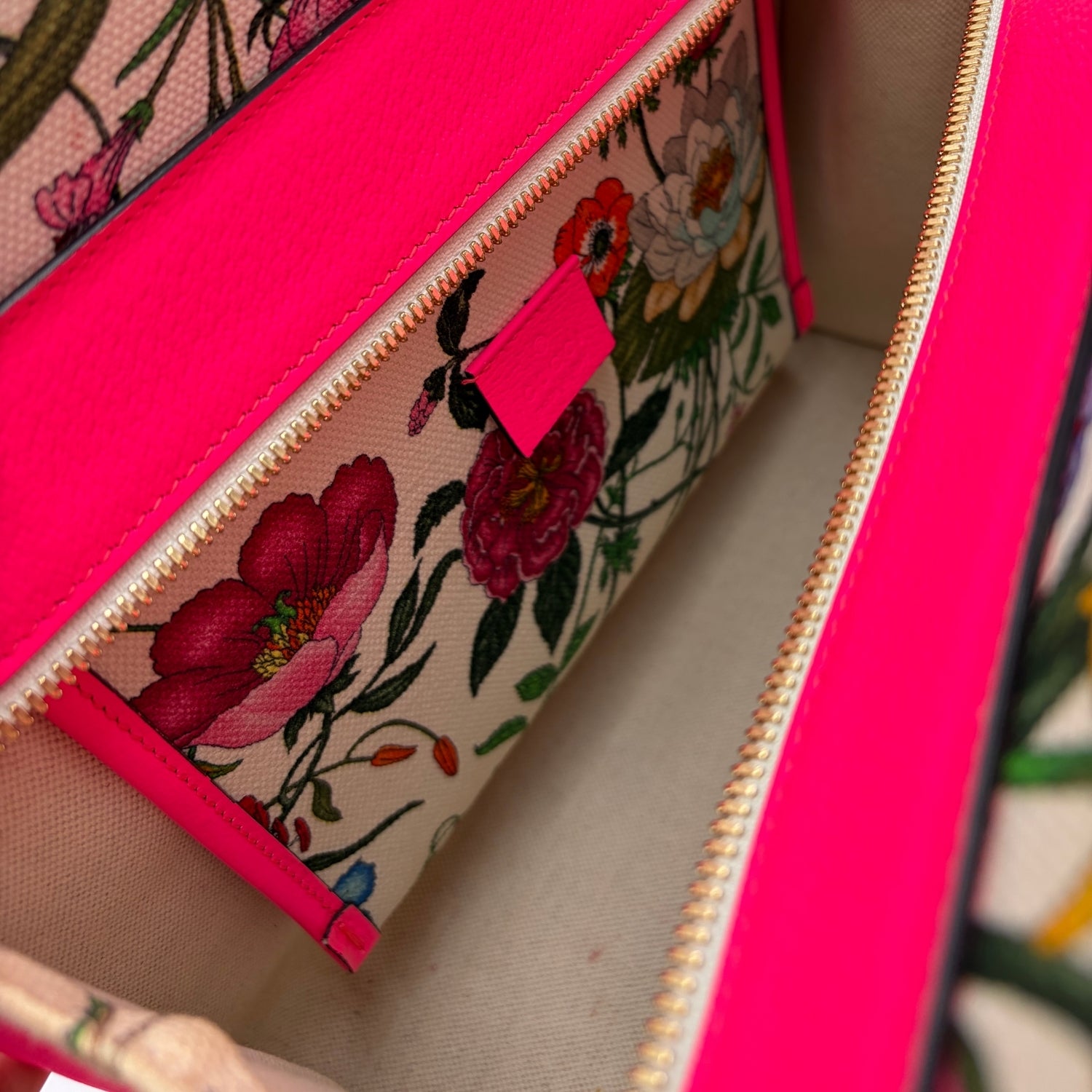 Flora Print Medium Tote Pink Trim