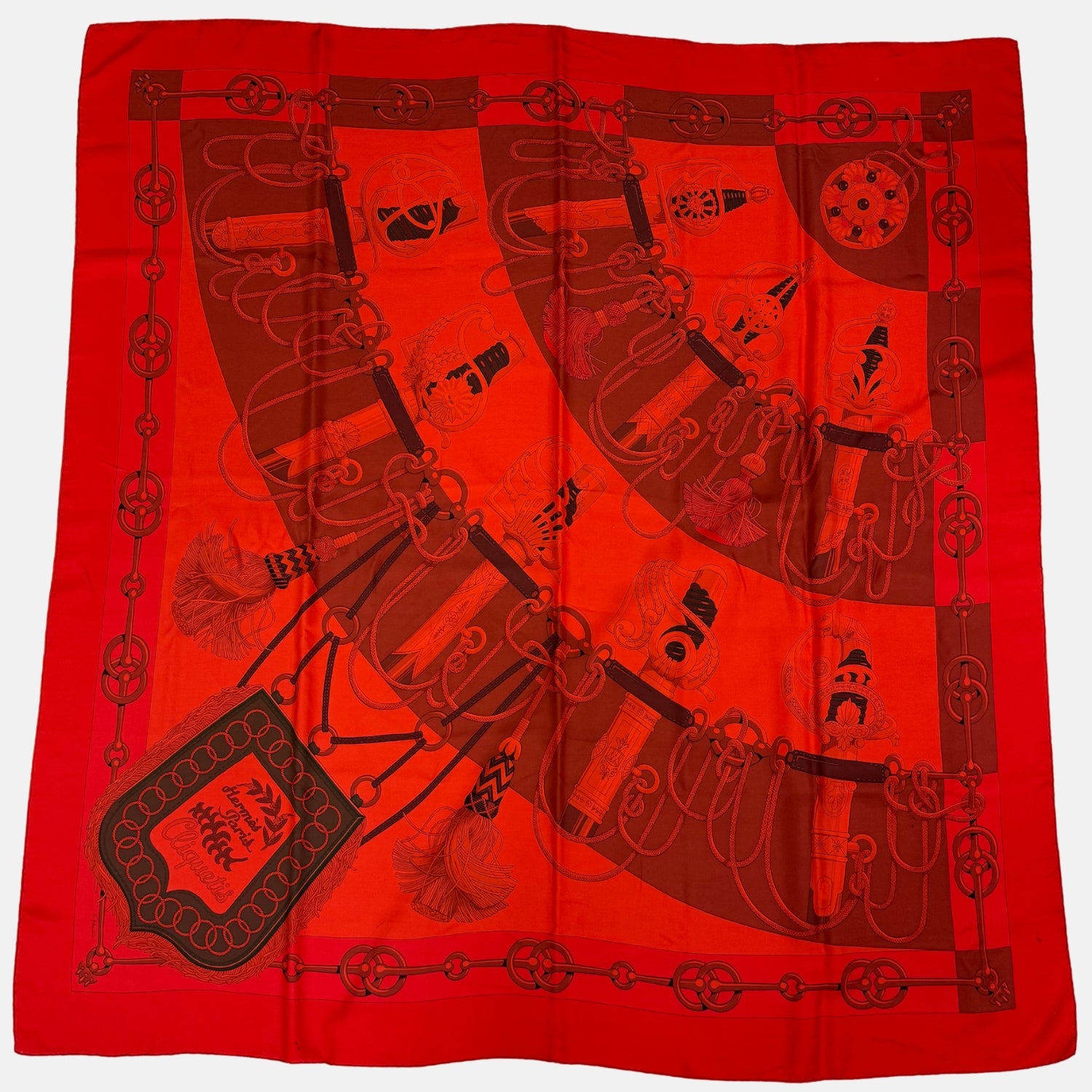 Les Cles Scarf Red Silk 90