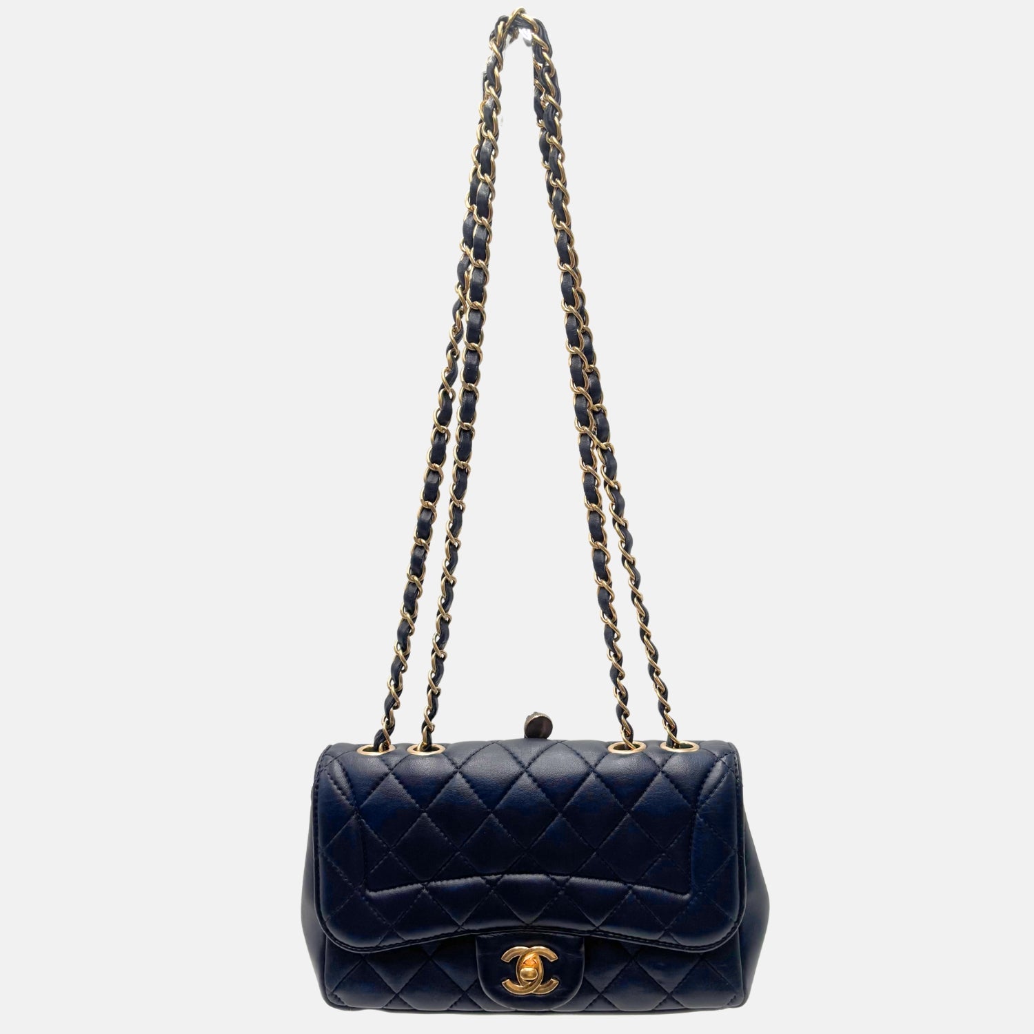 Flap Bag Navy Blue Lambskin 21 Series Small