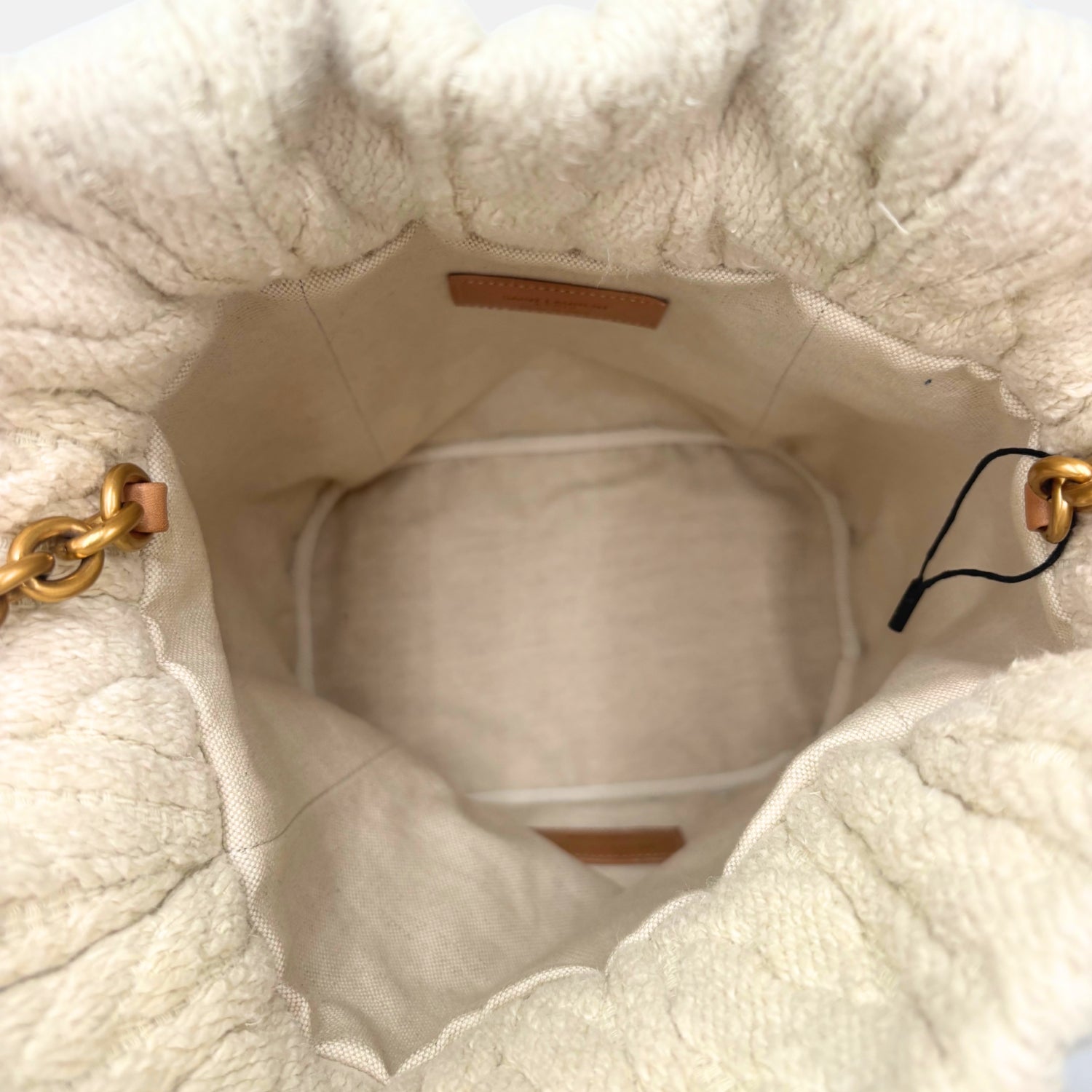 Sweater Hobo Bag Cream Knit and Leather
