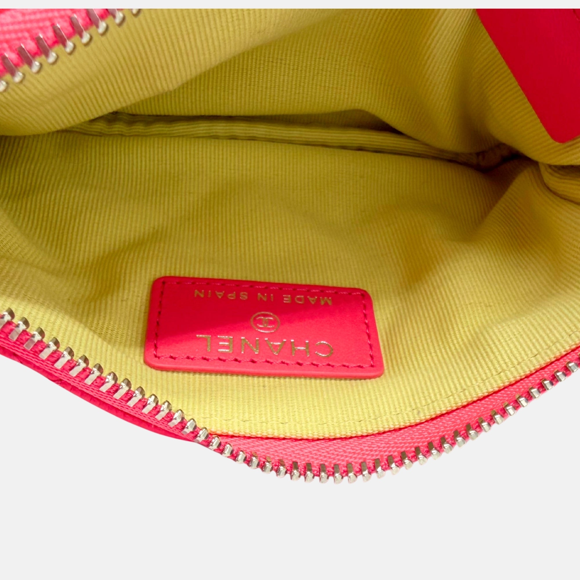 Quilted Caviar Zip Coin Purse Hot Pink