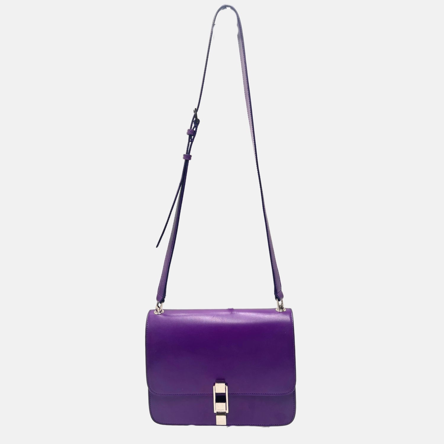Carré Satchel Bag Purple Smooth Leather