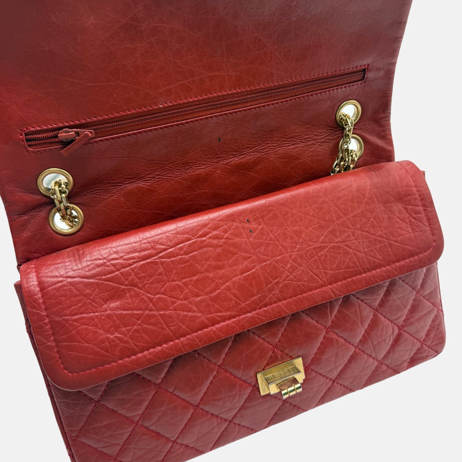 Reissue 2.55 Double Flap Bag Red Lambskin Medium