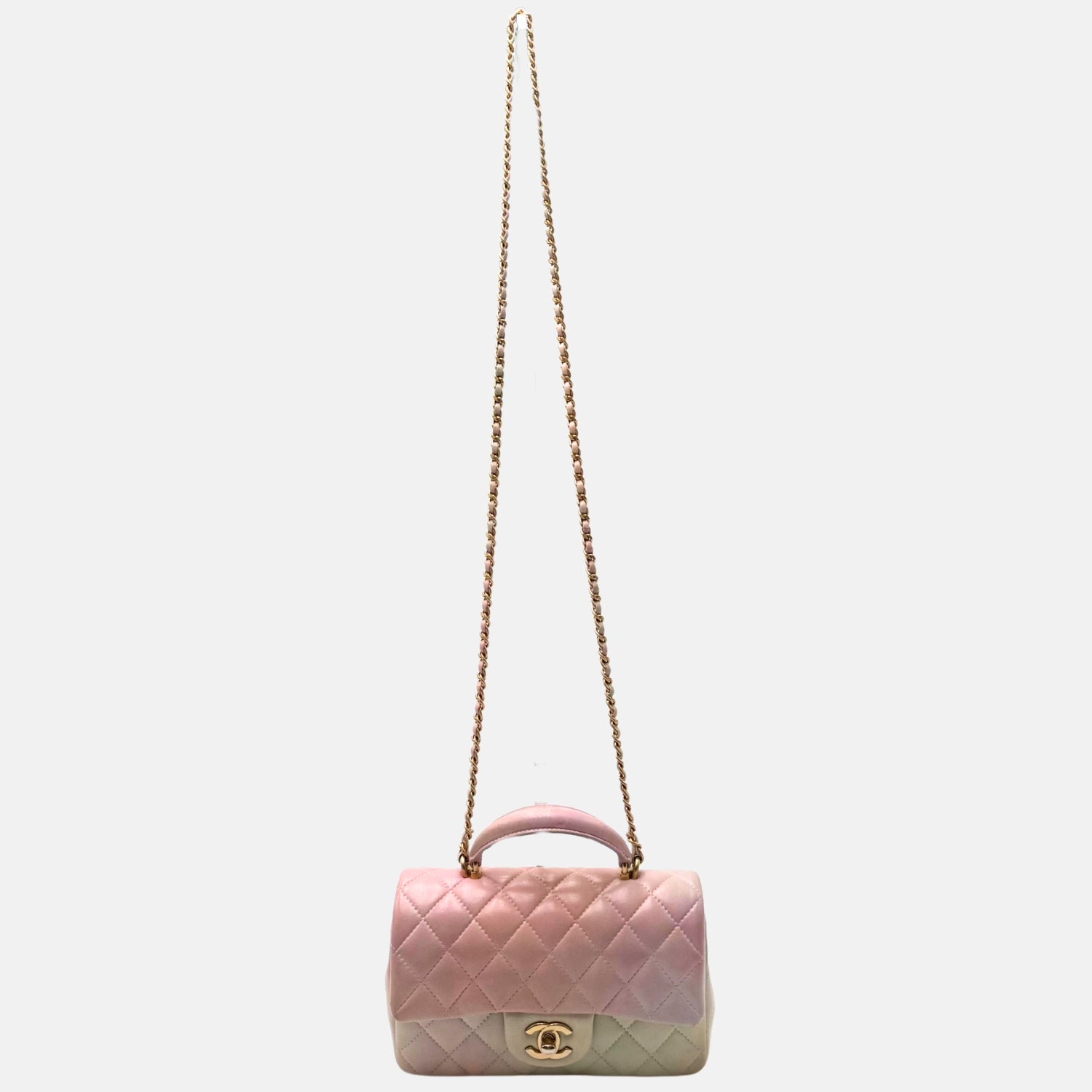 Coco Handle Bag Rainbow Ombre Quilted Lambskin