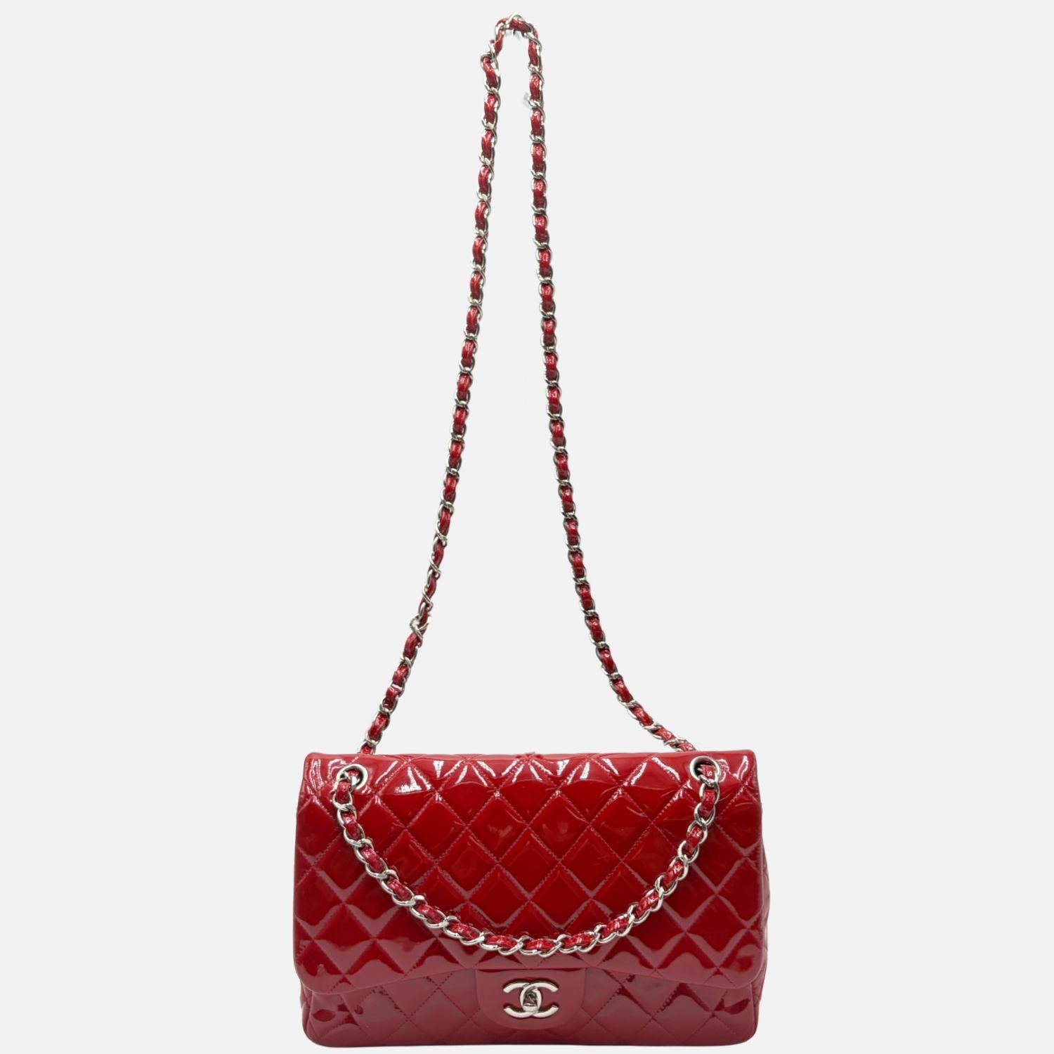 Classic Double Flap Jumbo Bag Red Patent Leather