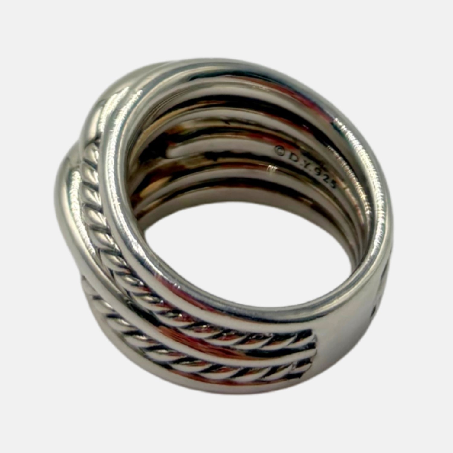 Ring Silver Sculpted Cable
