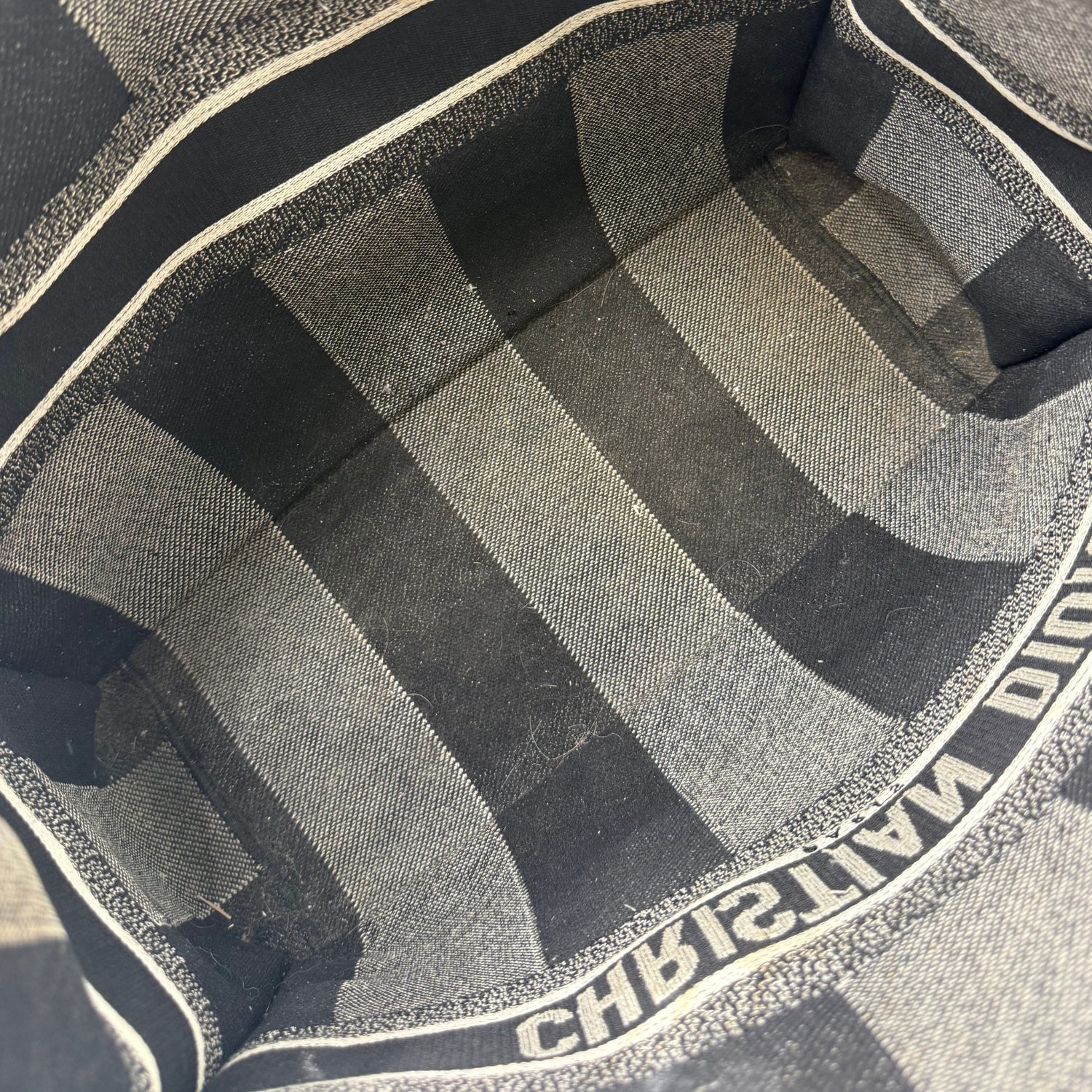 Book Tote Large Black and White Check Canvas