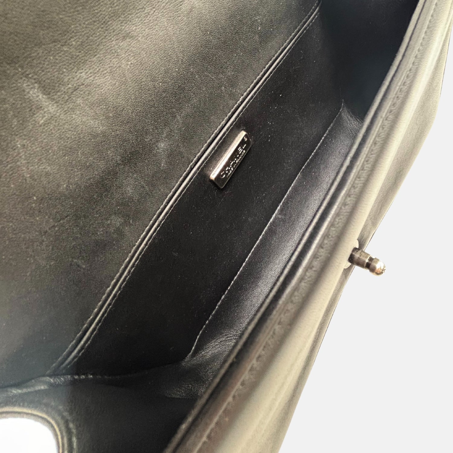 Boy Bag Black and Silver Python Leather