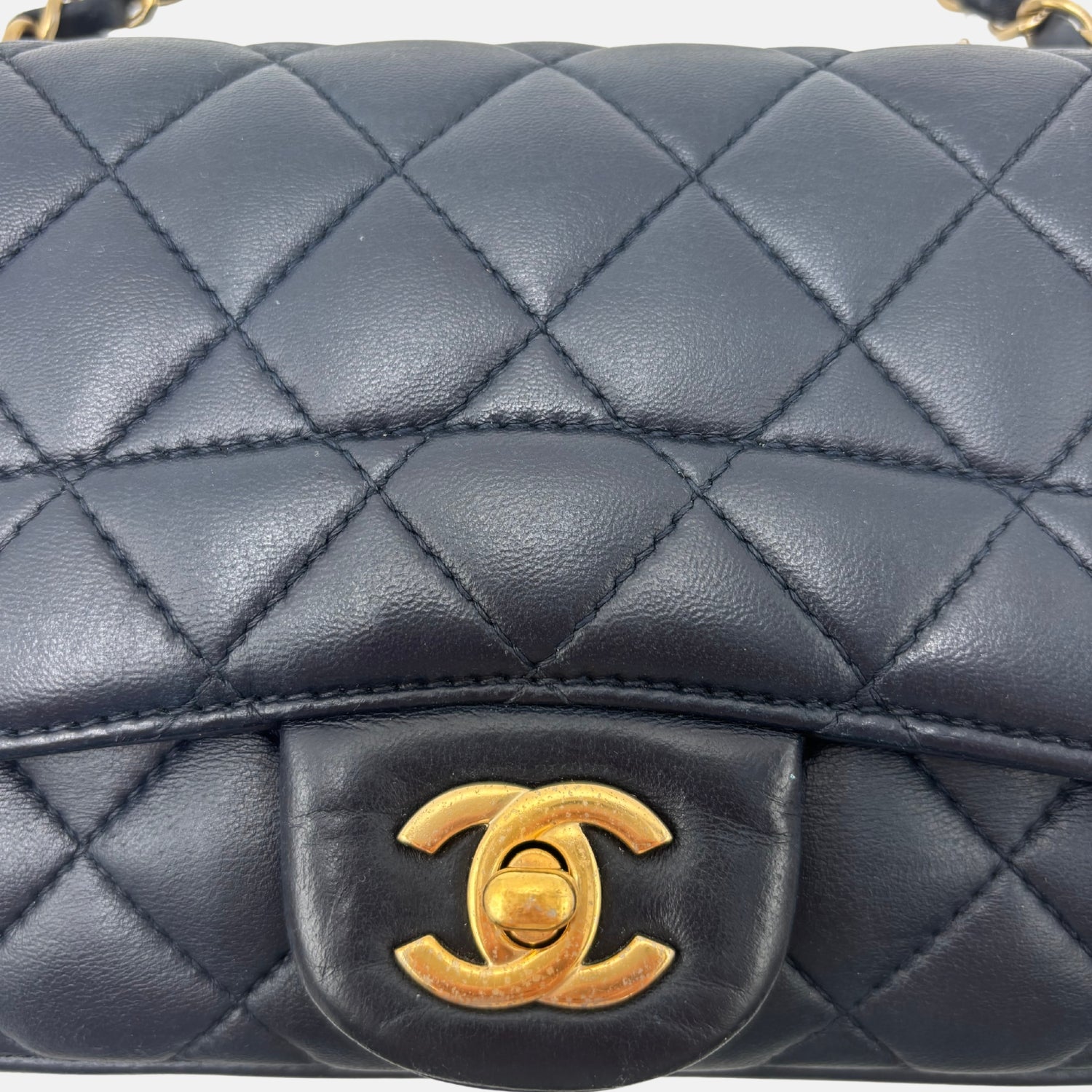 Flap Bag Navy Blue Lambskin 21 Series Small
