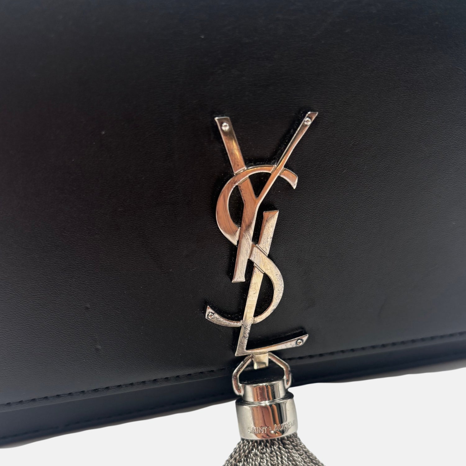 Kate Tassel Chain Bag Black Smooth Leather