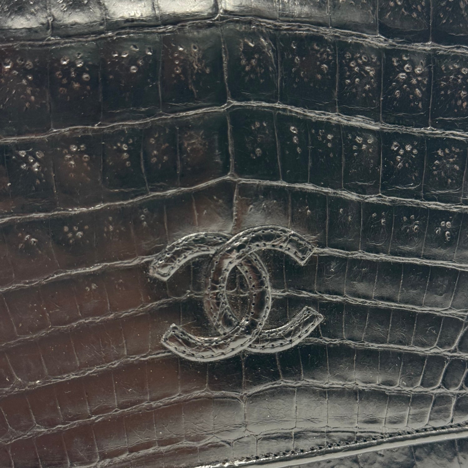 Flap Bag Black Crocodile Leather Medium