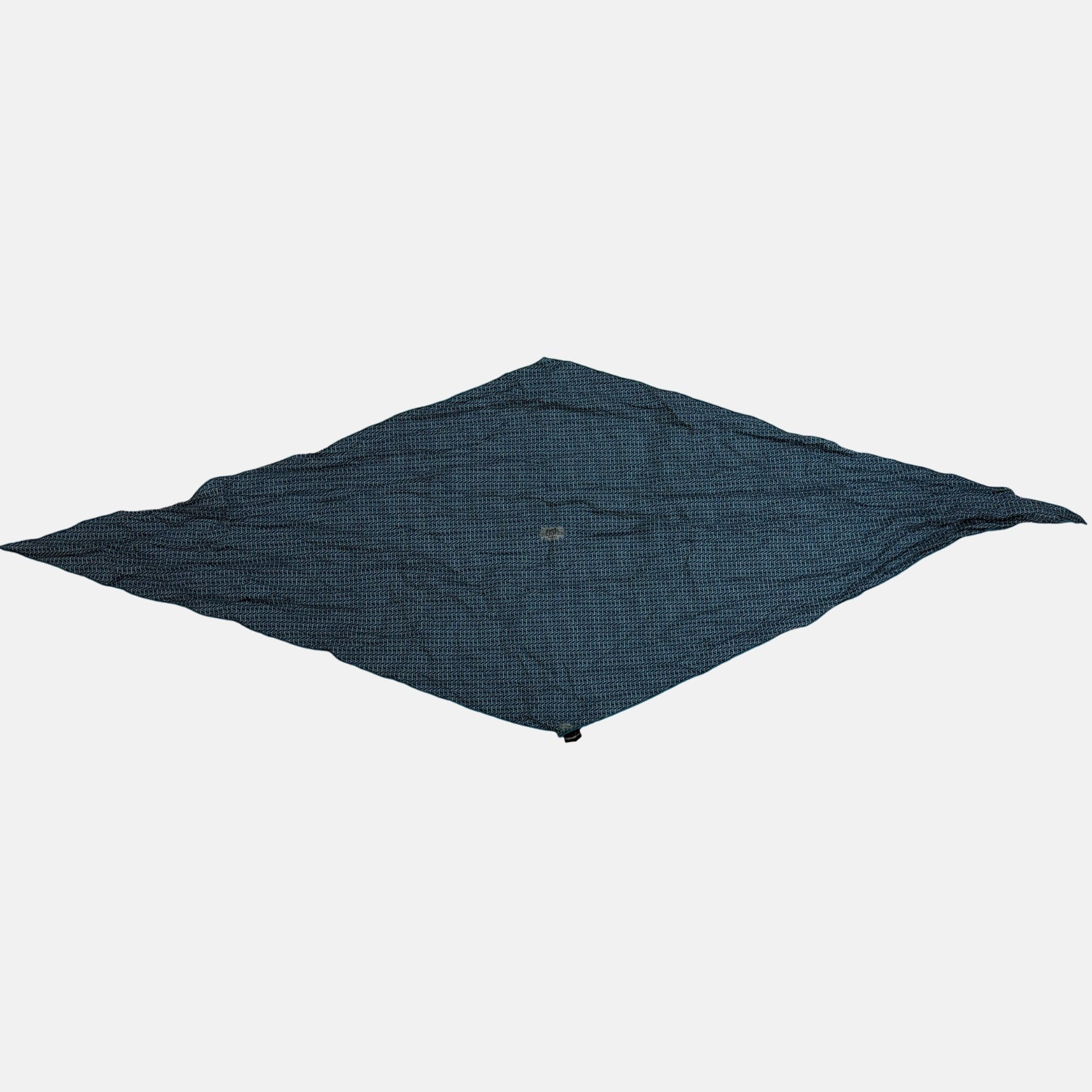 Scarf H Logo Navy Silk Diamond