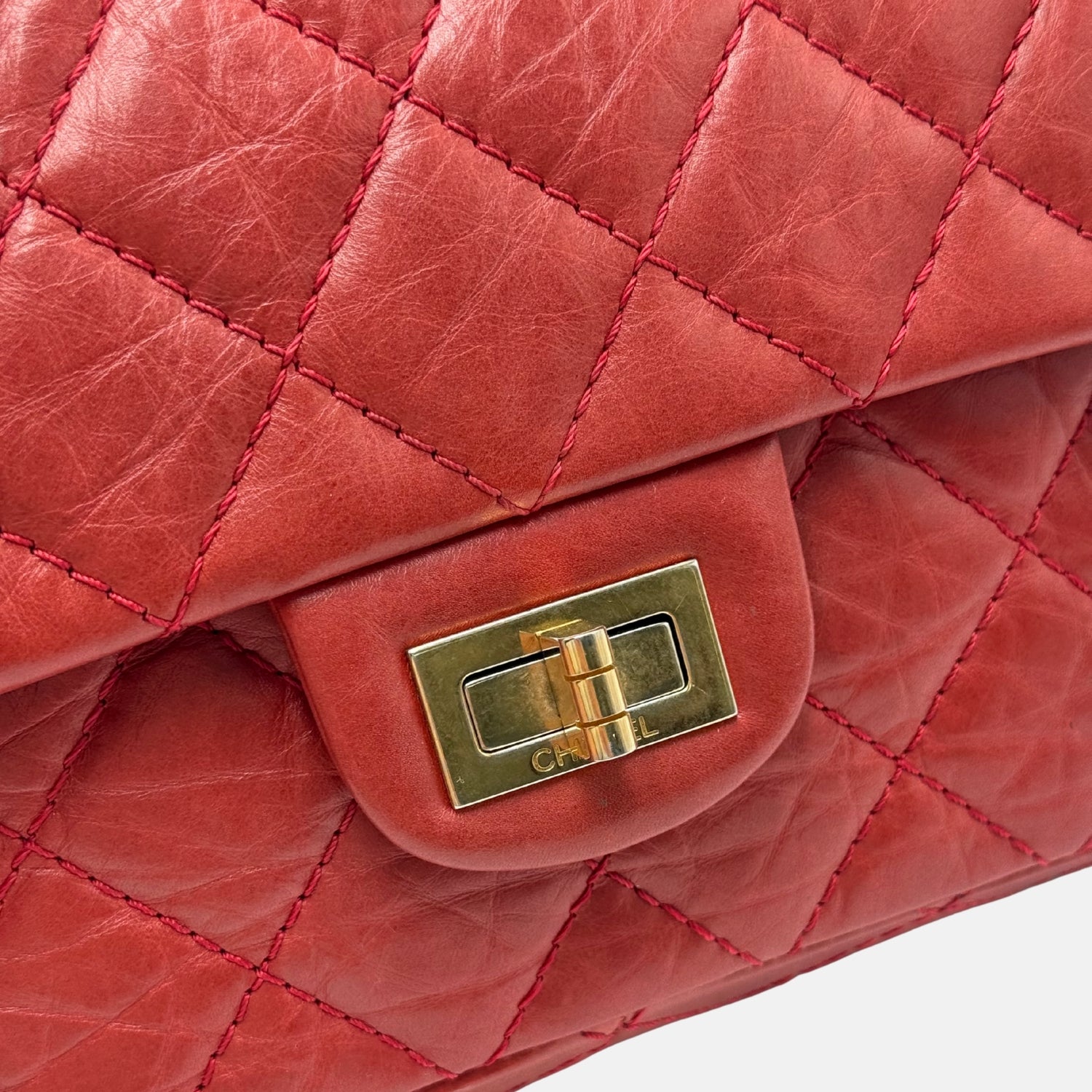 Reissue 2.55 Double Flap Bag Red Lambskin Medium