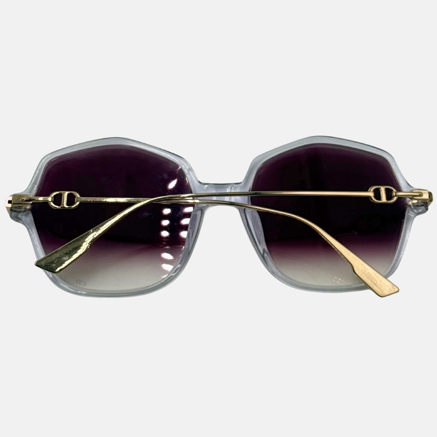 Sunglasses Heptagon Clear Frame Pink Lens