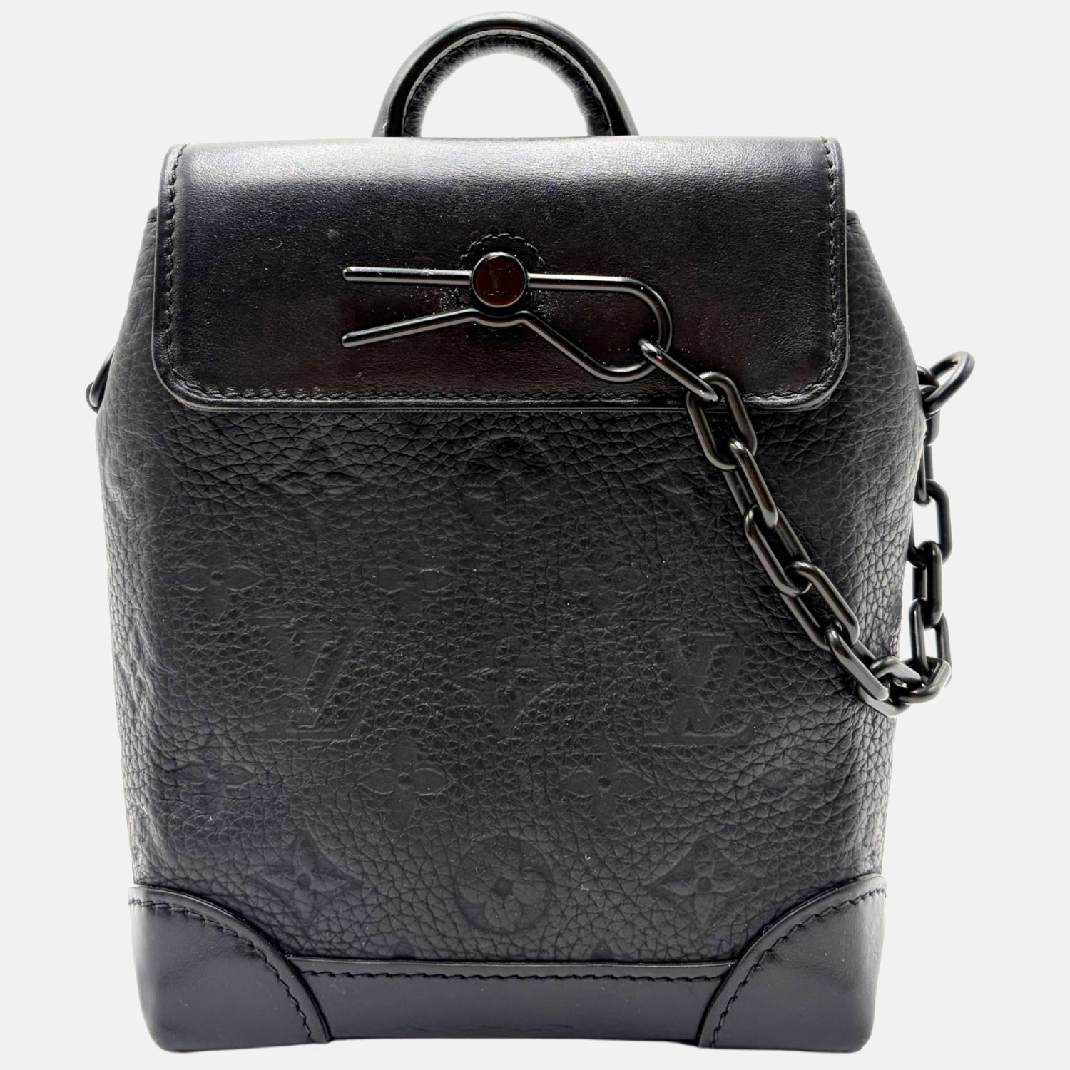 Steamer Backpack Black Leather