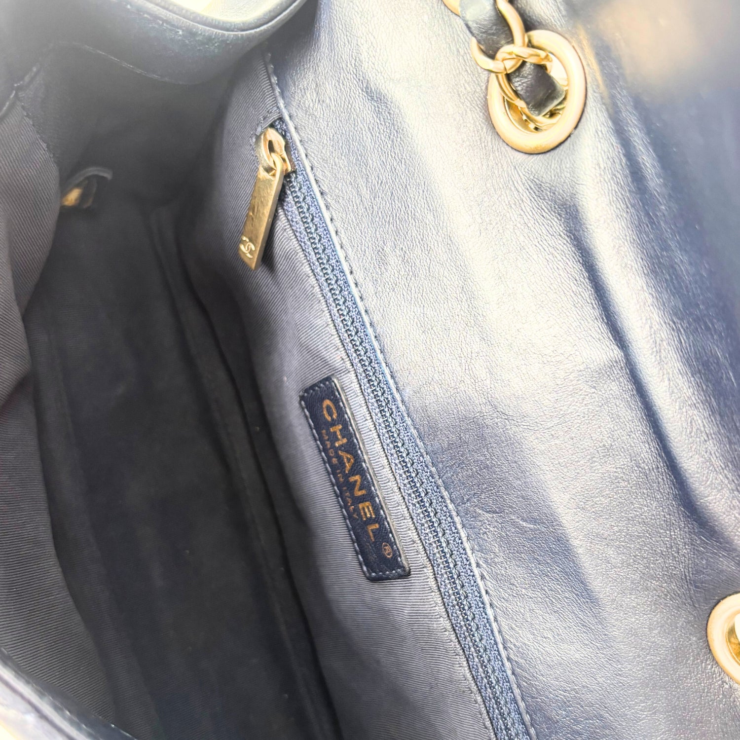 Flap Bag Navy Blue Lambskin 21 Series Small