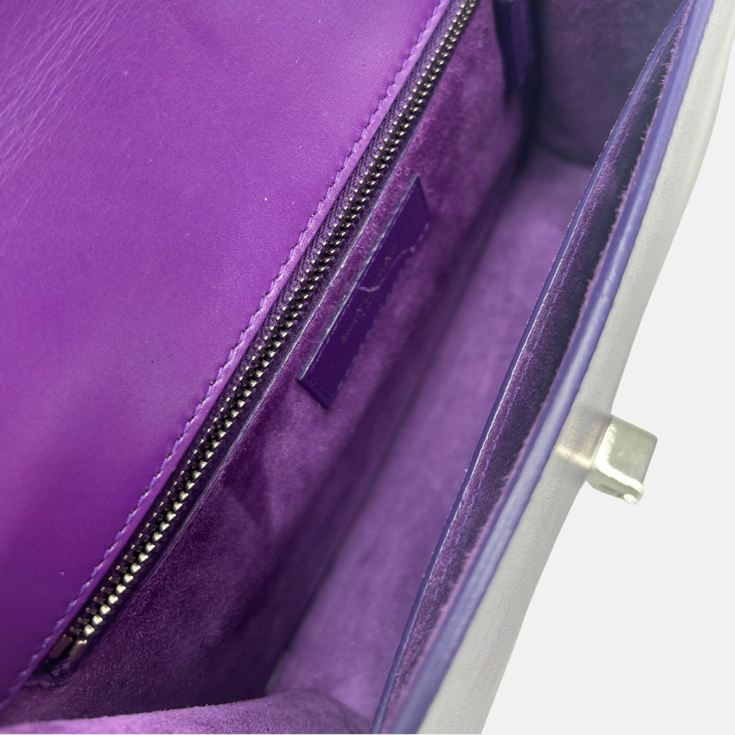 Carré Satchel Bag Purple Smooth Leather