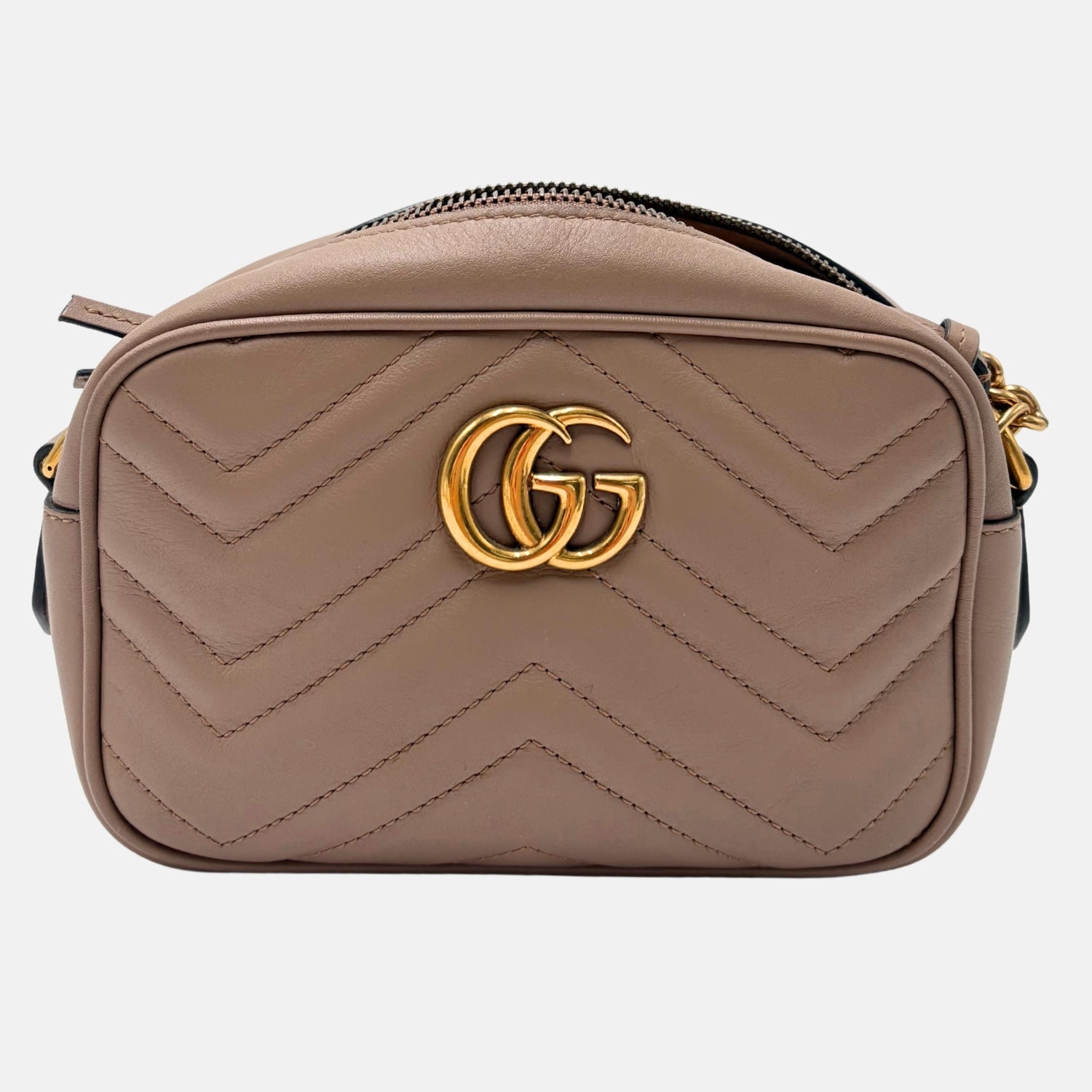 Marmont Camera Bag Taupe Matelassé Leather Mini