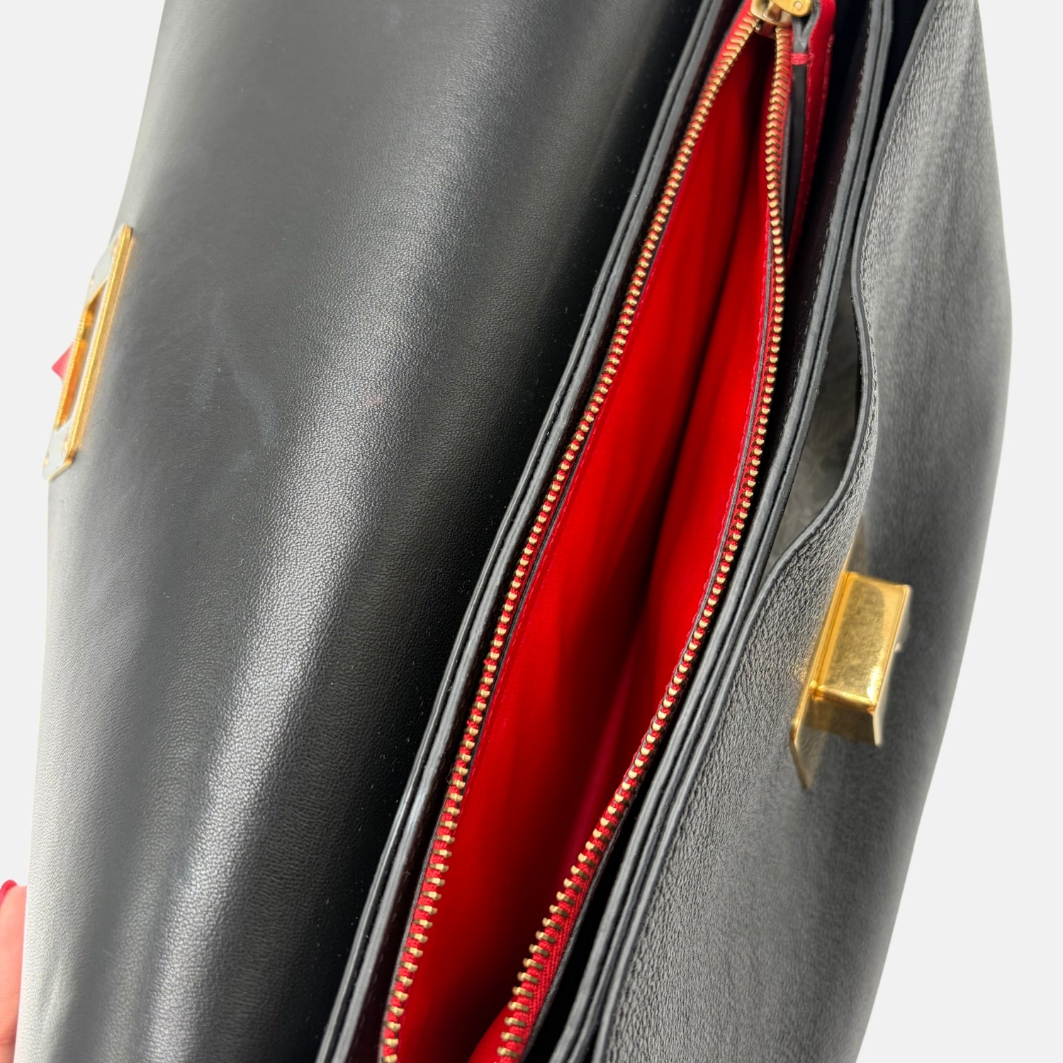 Signature Two-Tone Crossbody Bag Red and Black Leather