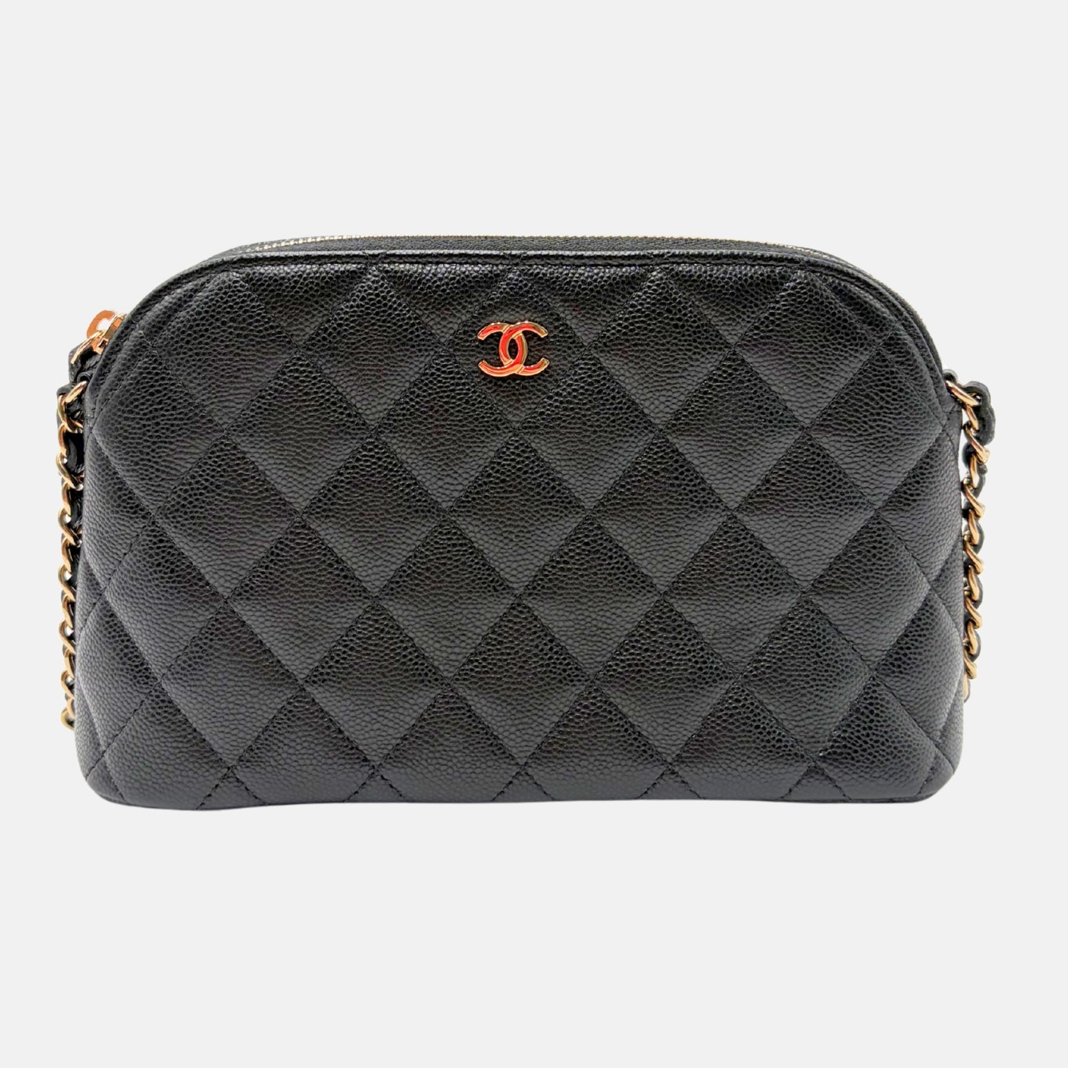 CHANEL Caviar Dome Black Crossbody