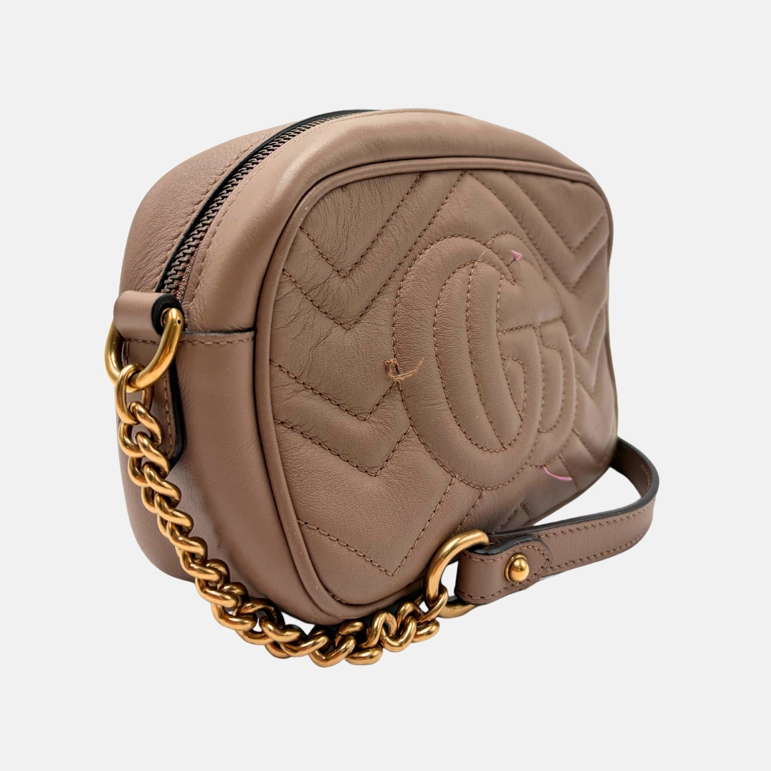 Marmont Camera Bag Taupe Matelassé Leather Mini