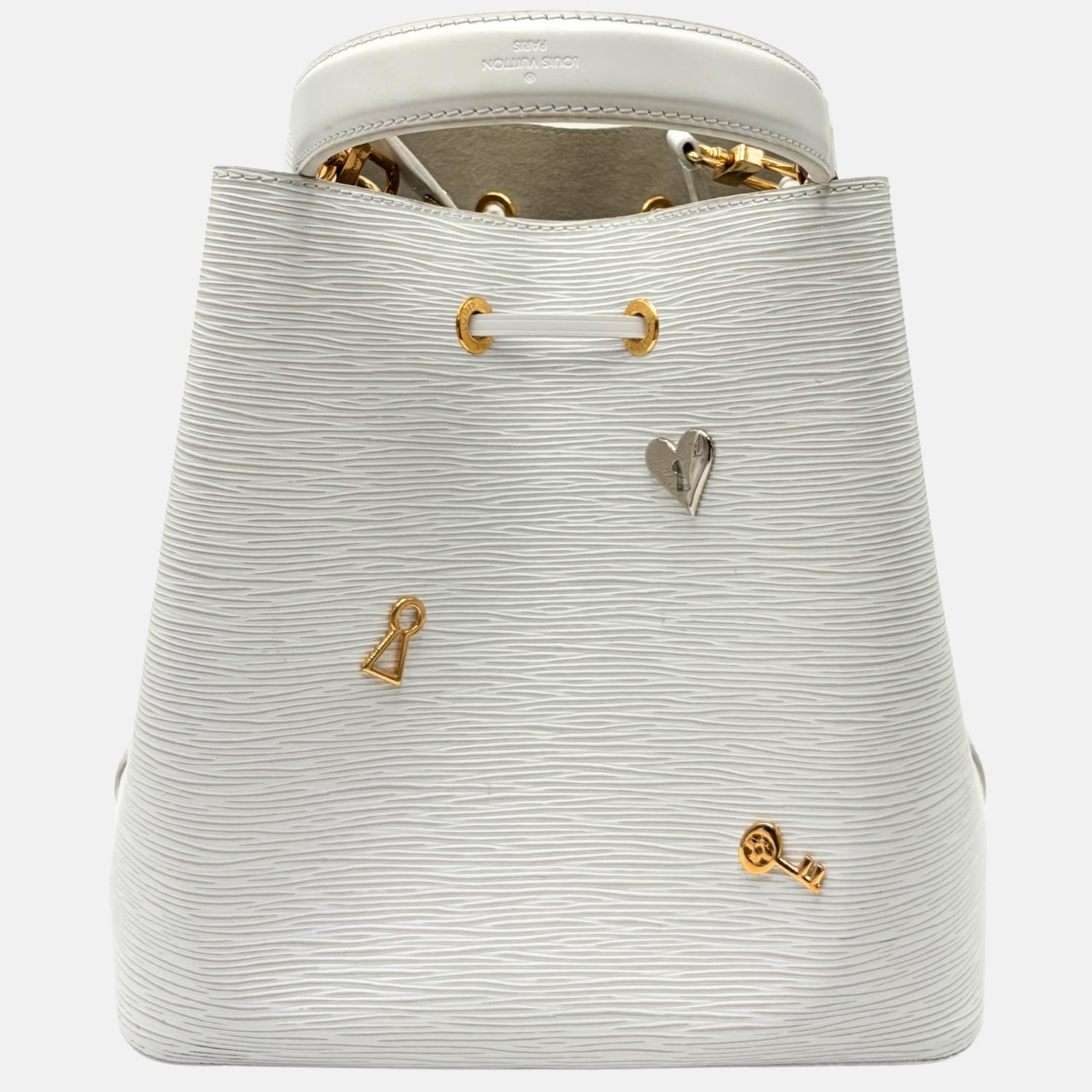 Neo Noé Love Lock White Epi Leather Bag