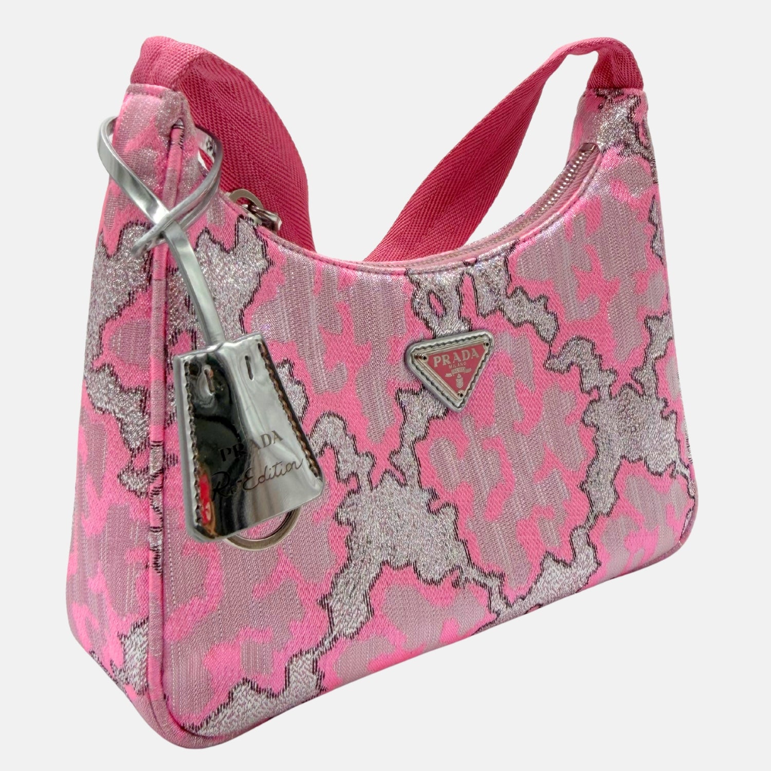 Re Edition Metallic Pink Jacquard Shoulder Bag